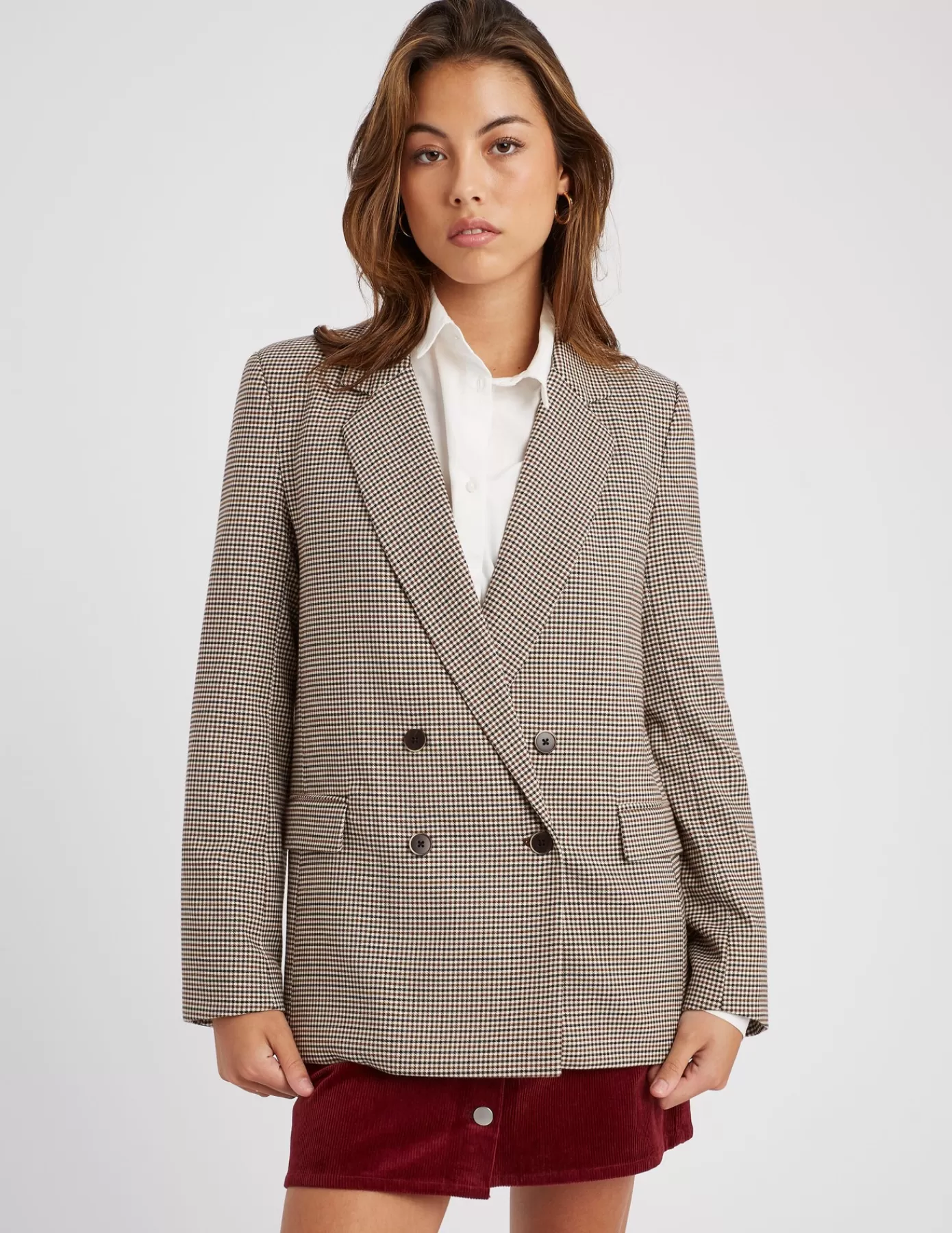 Cheap BZB Blazer carreaux polyester recyclé brown