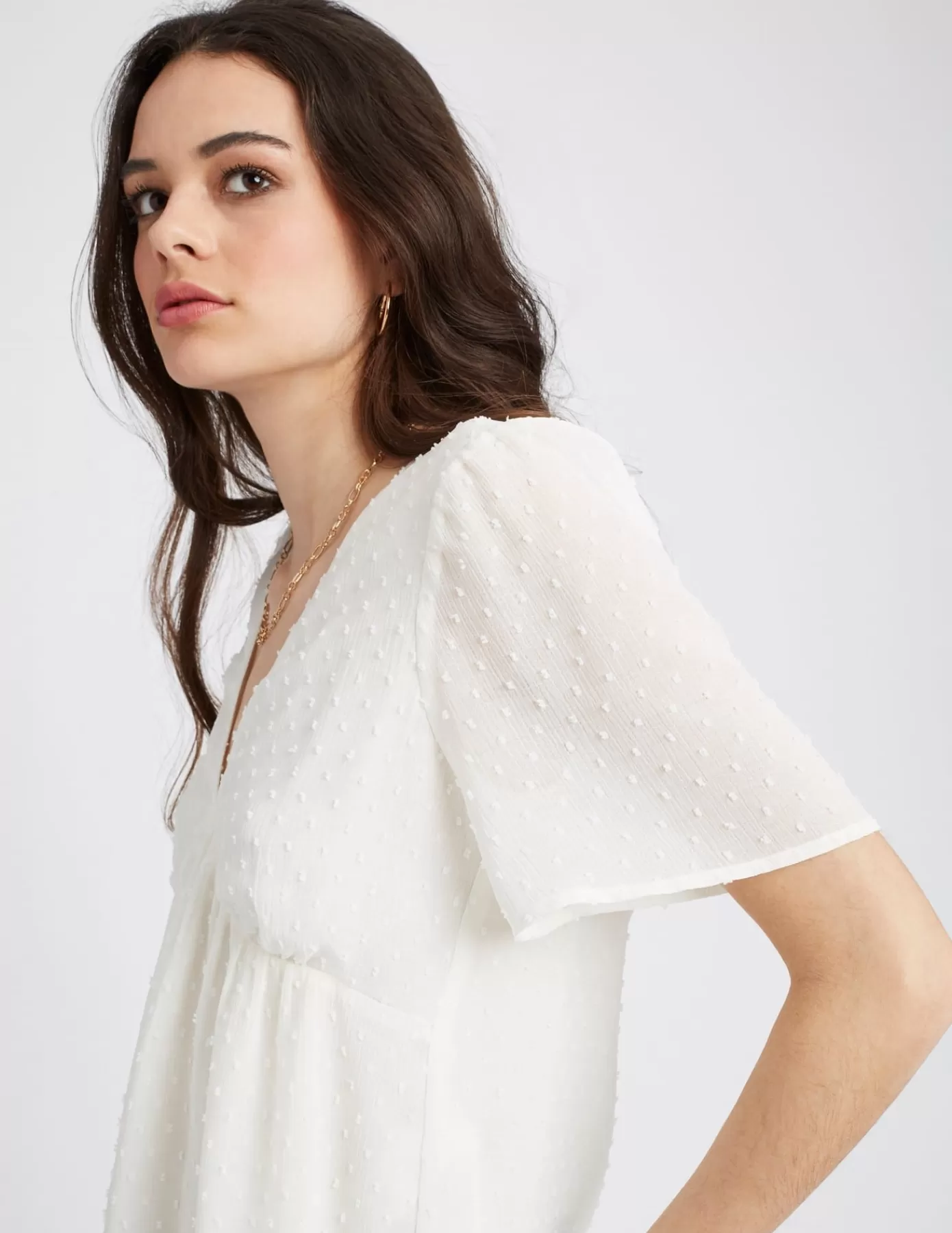 Fashion BZB Blouse en plumetis Blancécru