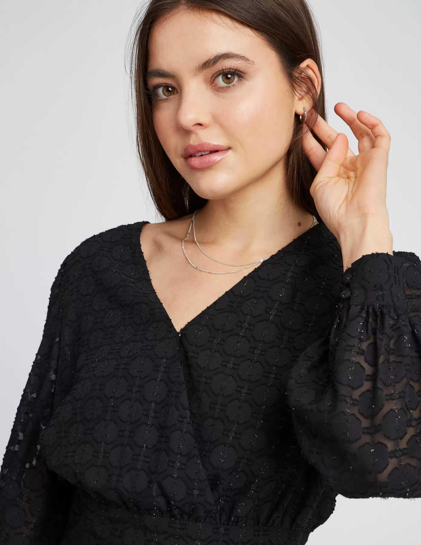 Online BZB Blouse jacquard pailletée Noir