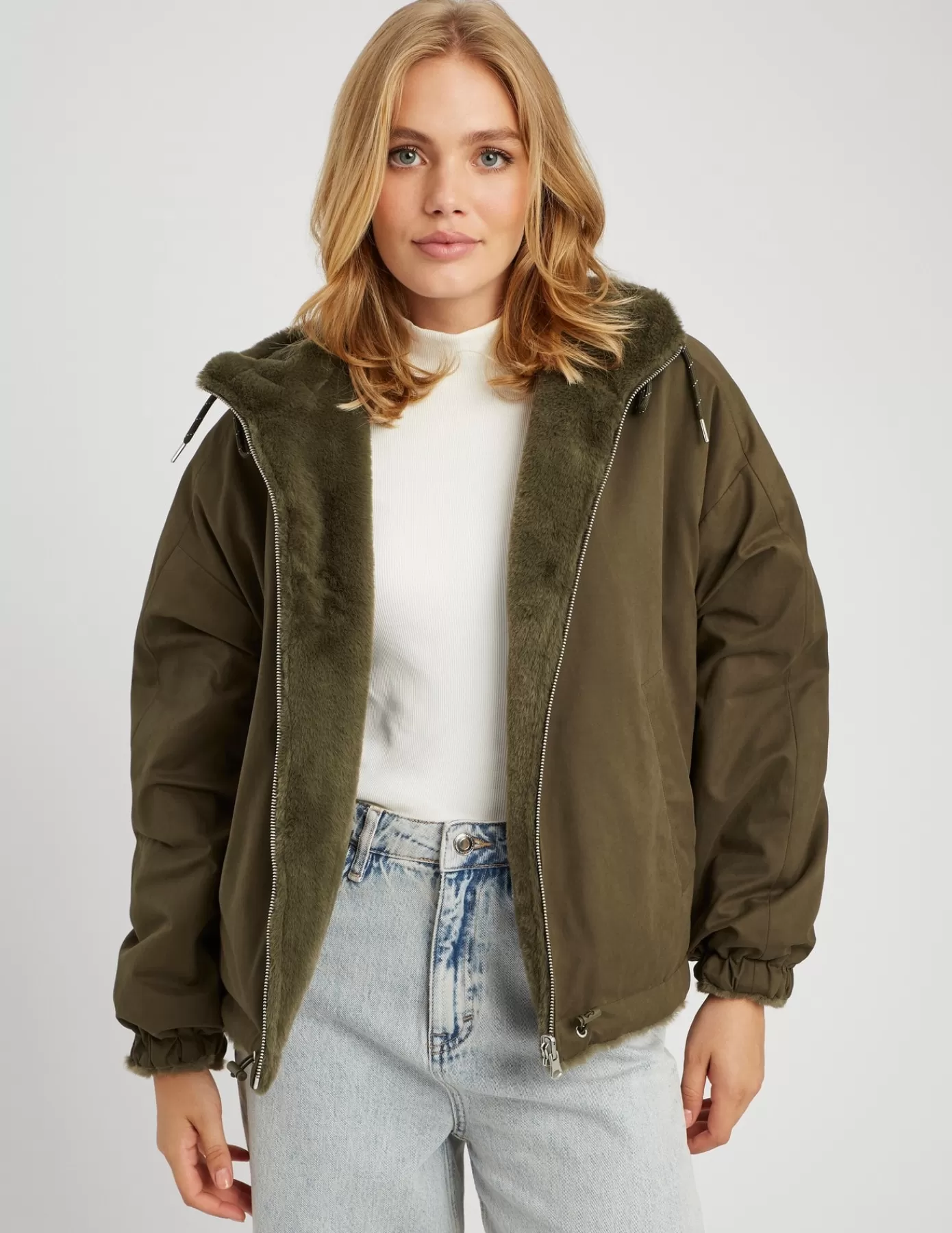 Store BZB Blouson à capuche Vertkaki