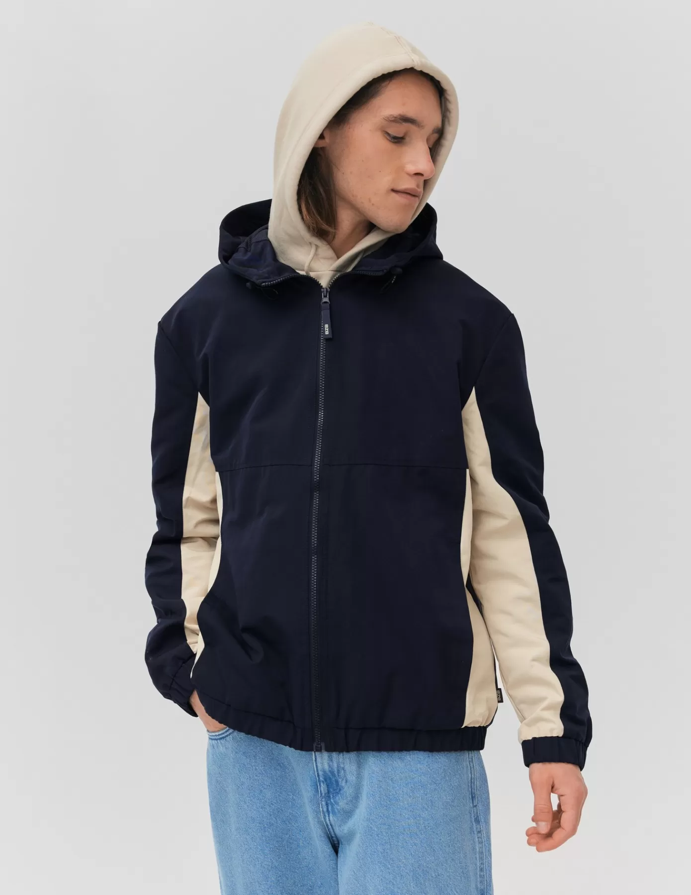 Outlet BZB Blouson à capuche colorblock Blanc/Ecru