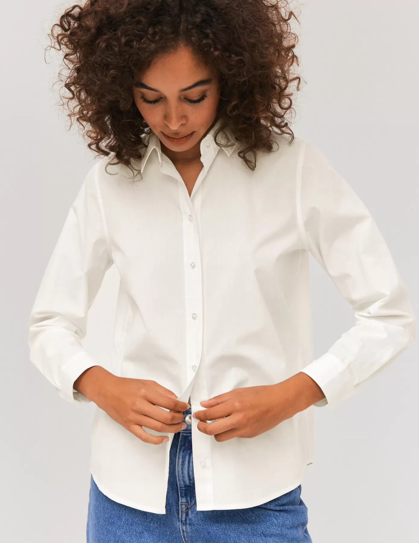 Cheap BZB Chemise en popeline unie Blancécru