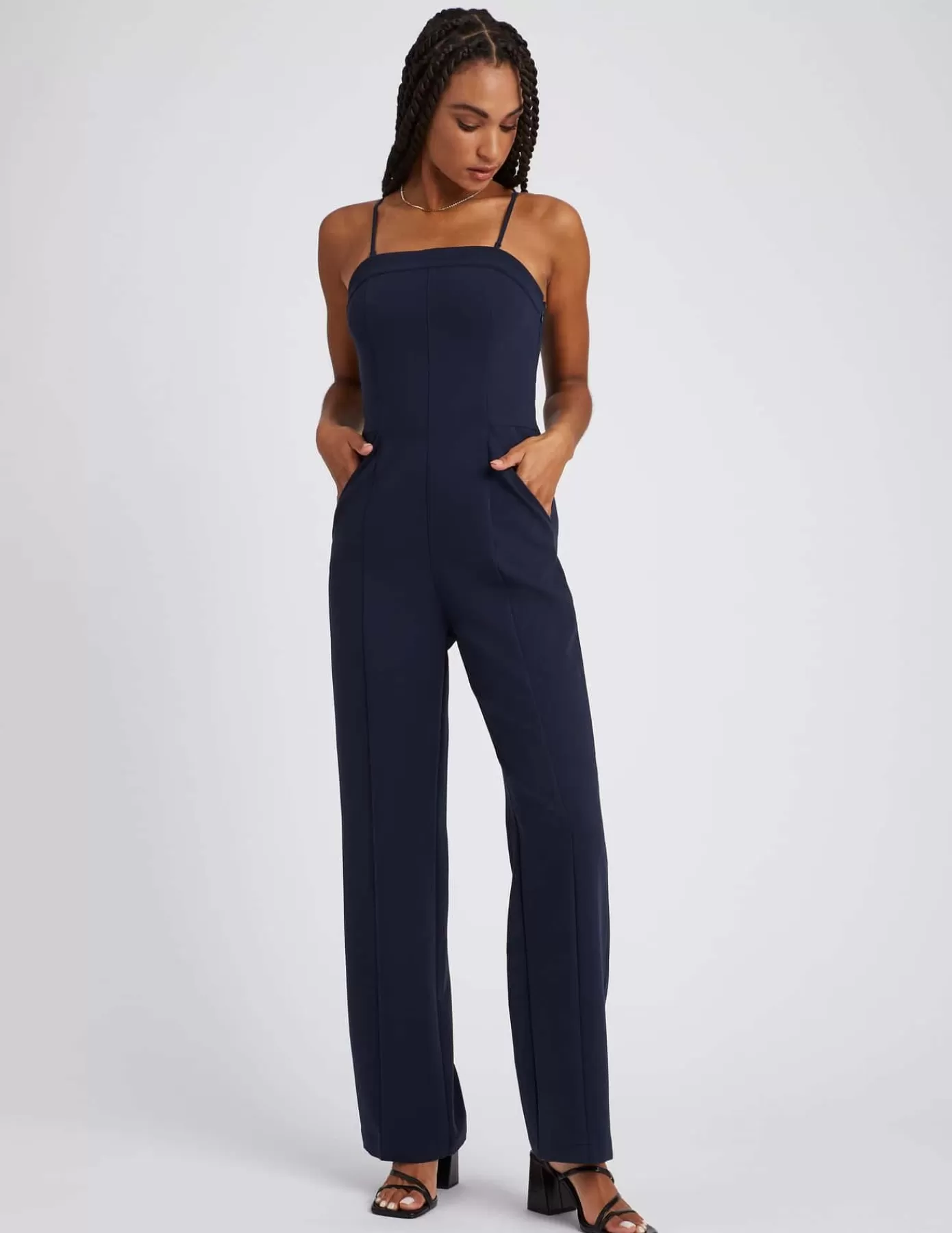 Store BZB Combinaison pantalon bustier Bleufoncé