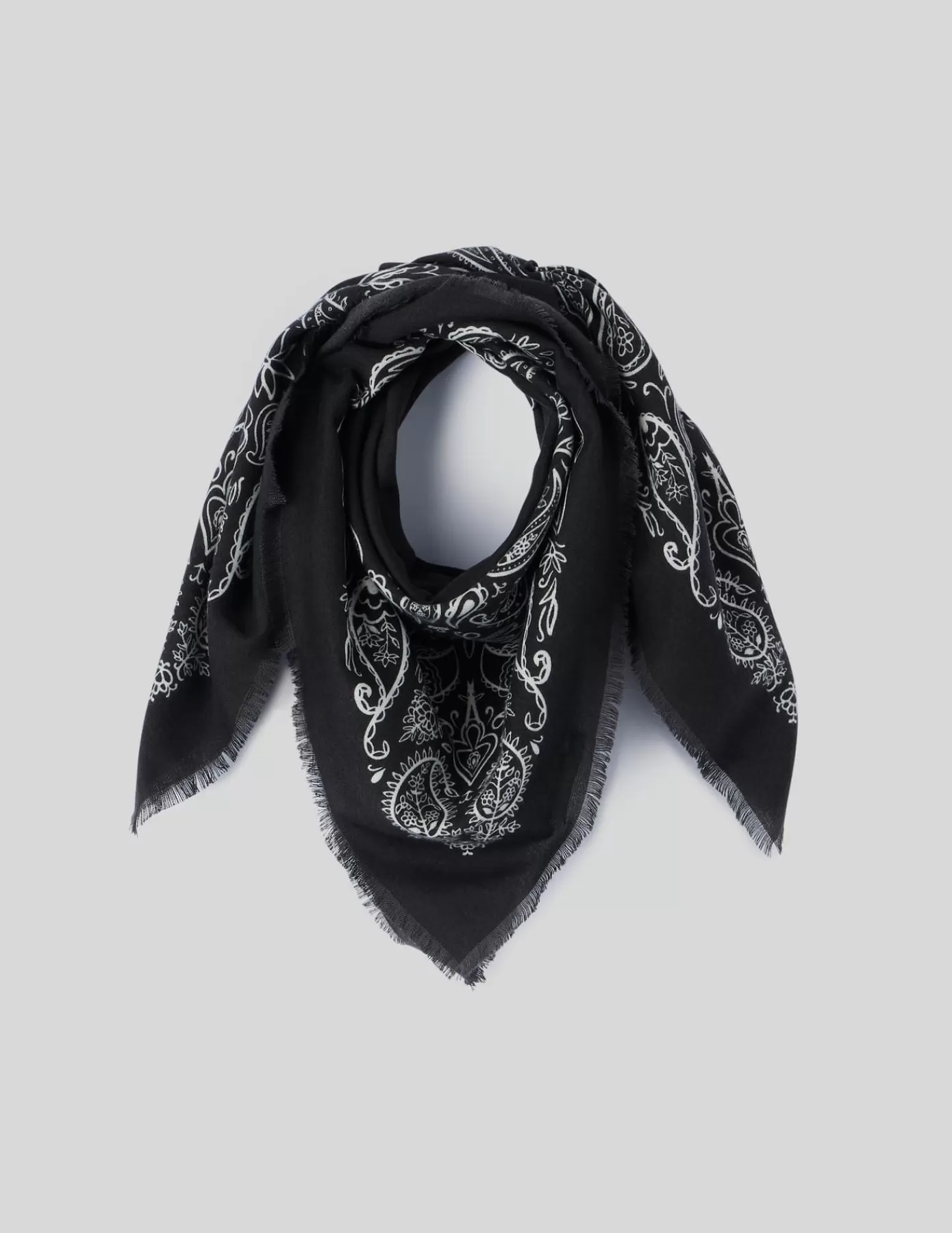 Best Sale BZB Foulard imprimé à franges Grisanthracite