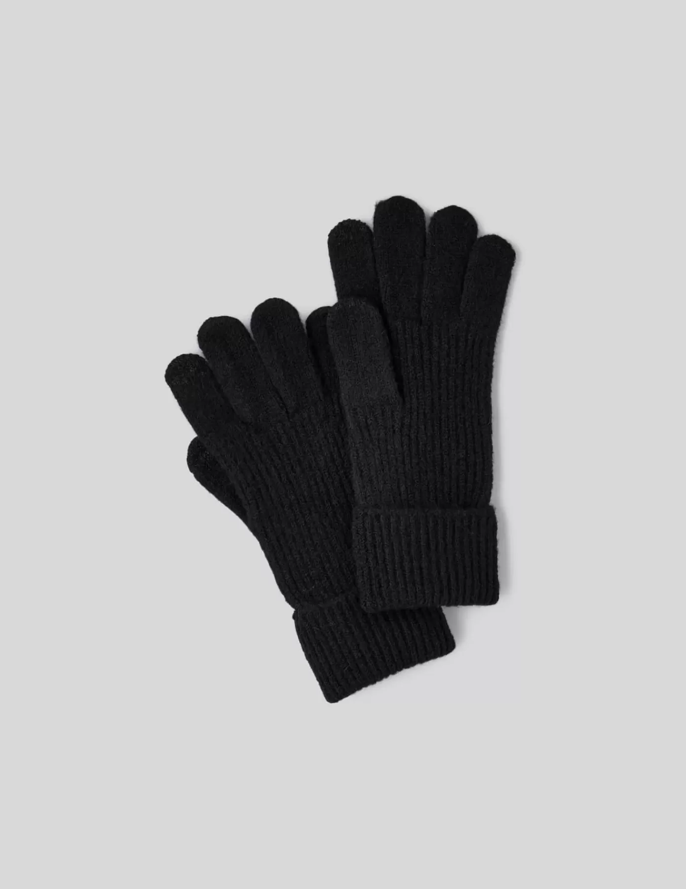 Best BZB Gants tactiles à côte Noir