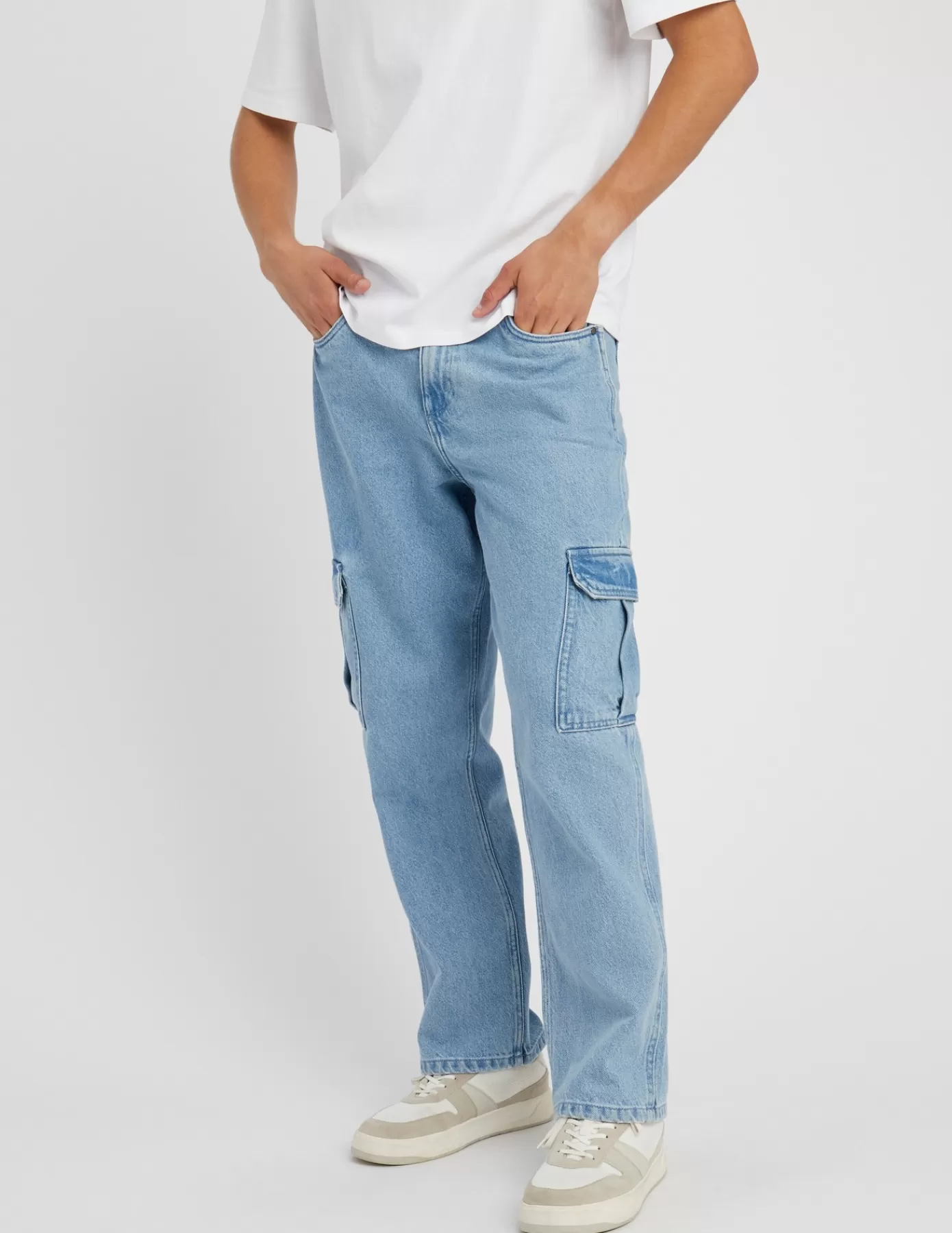 Cheap BZB Jean cargo stone Bleuclair