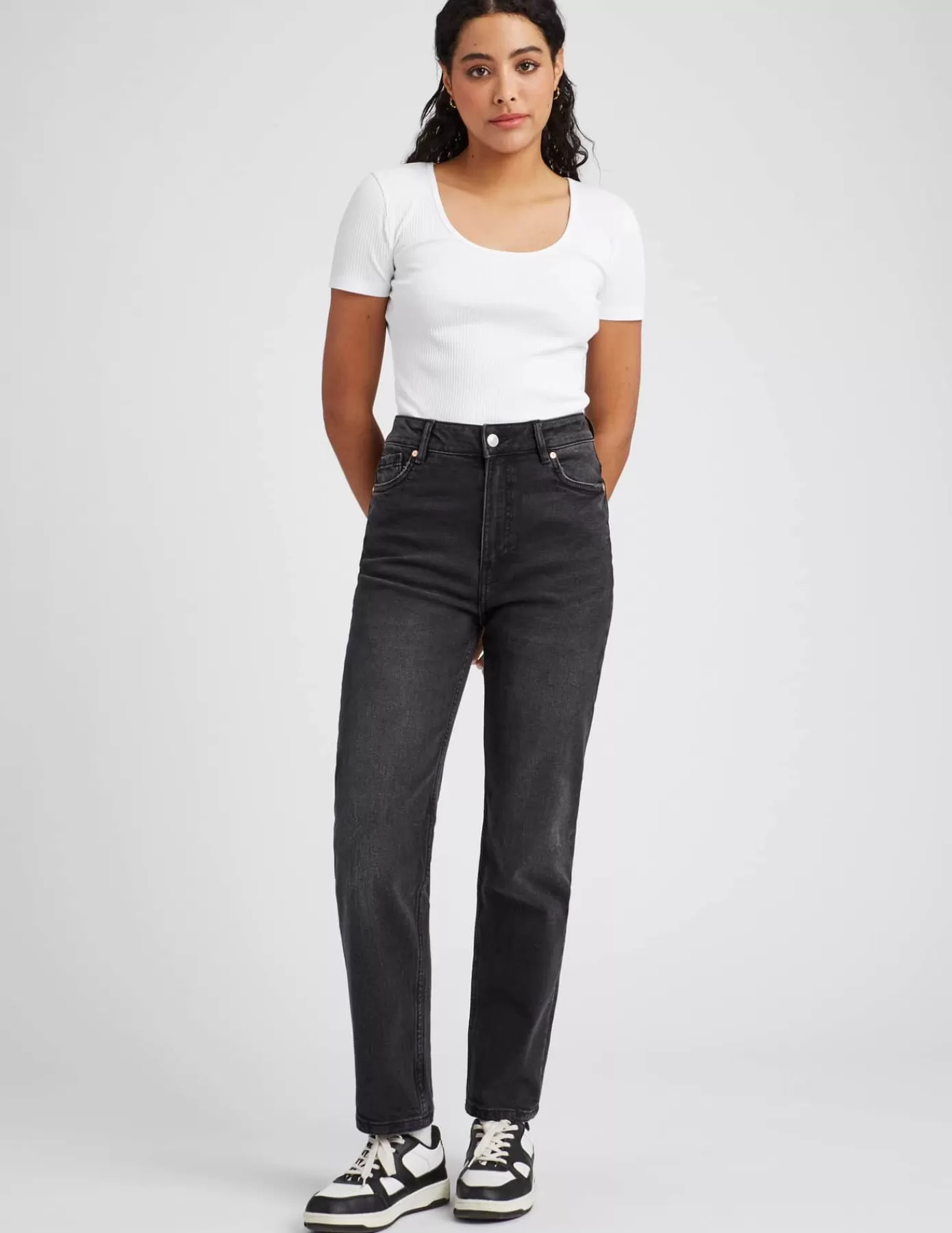 Cheap BZB Jean mom fit Noir