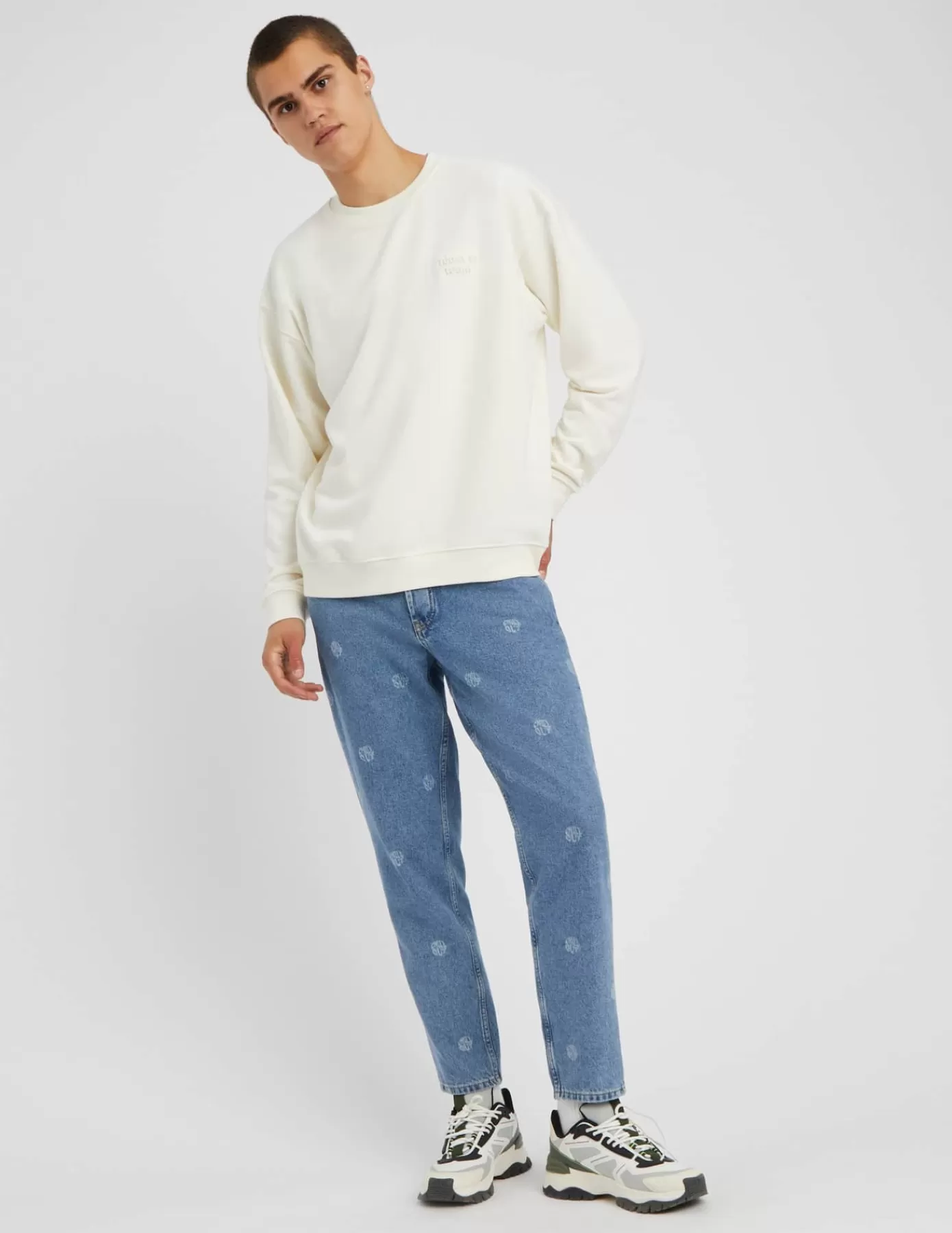 Store BZB Jean relaxed imprimé Bleuclair