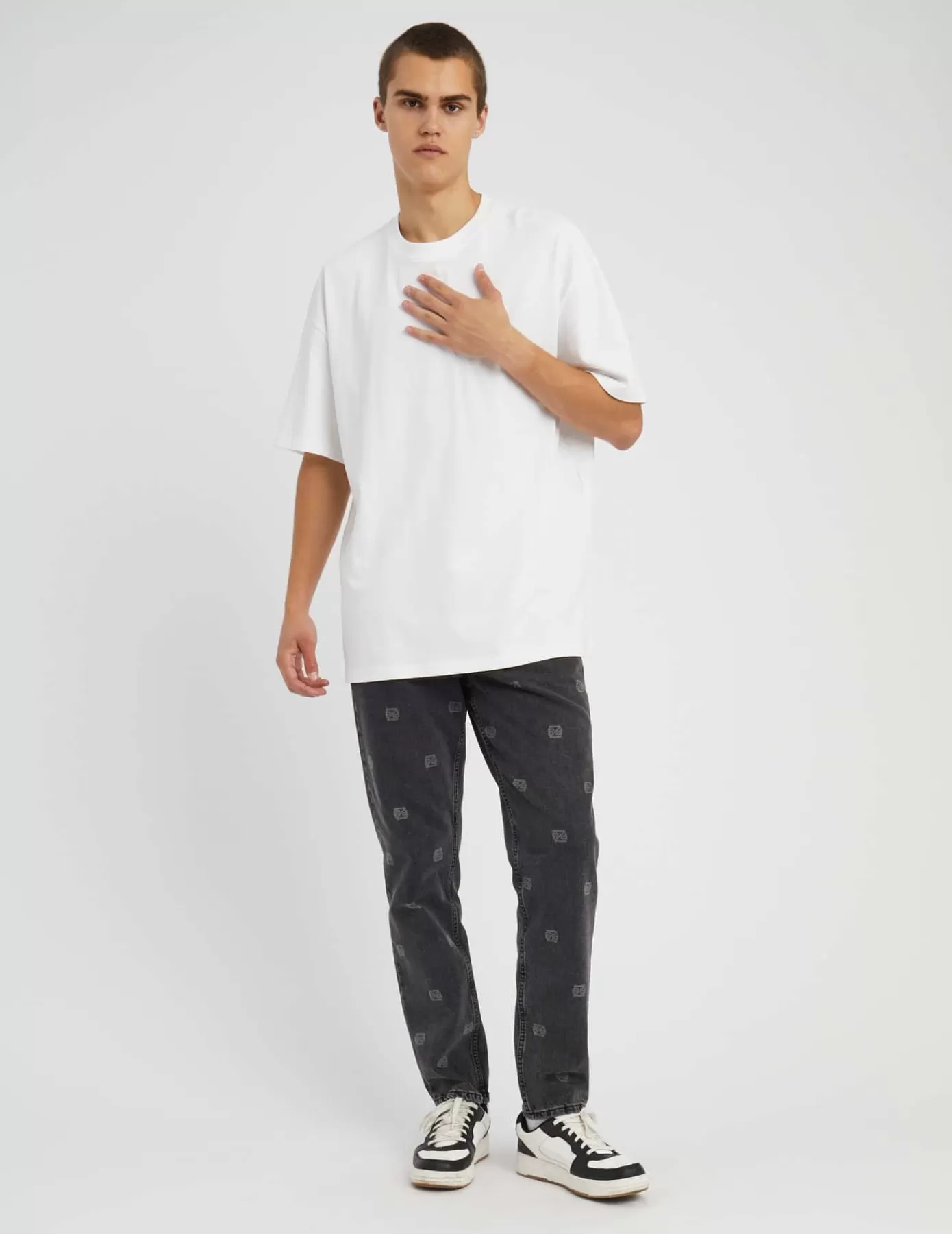 Discount BZB Jean relaxed imprimé Noir