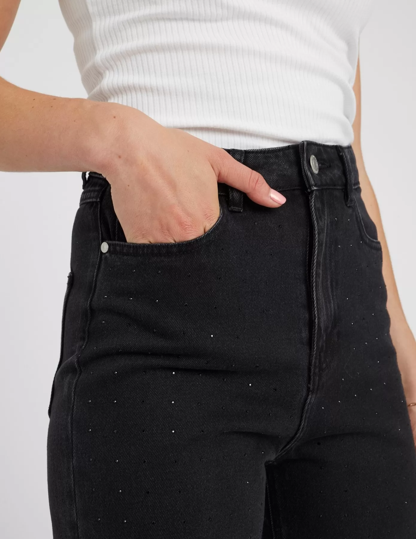 Flash Sale BZB Jean straight à strass Noir