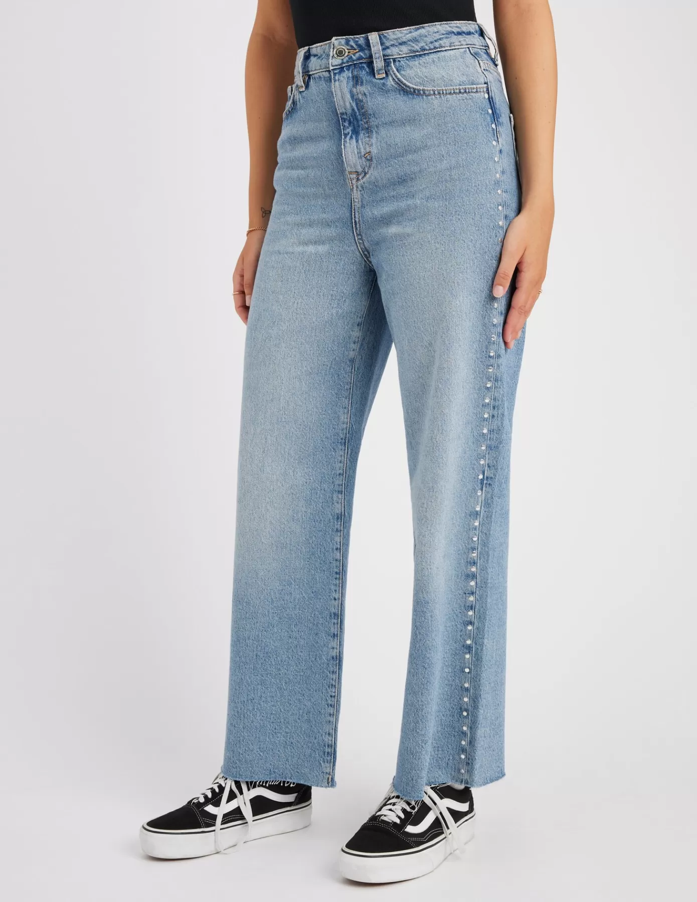 Cheap BZB Jean straight à strass Bleumoyen