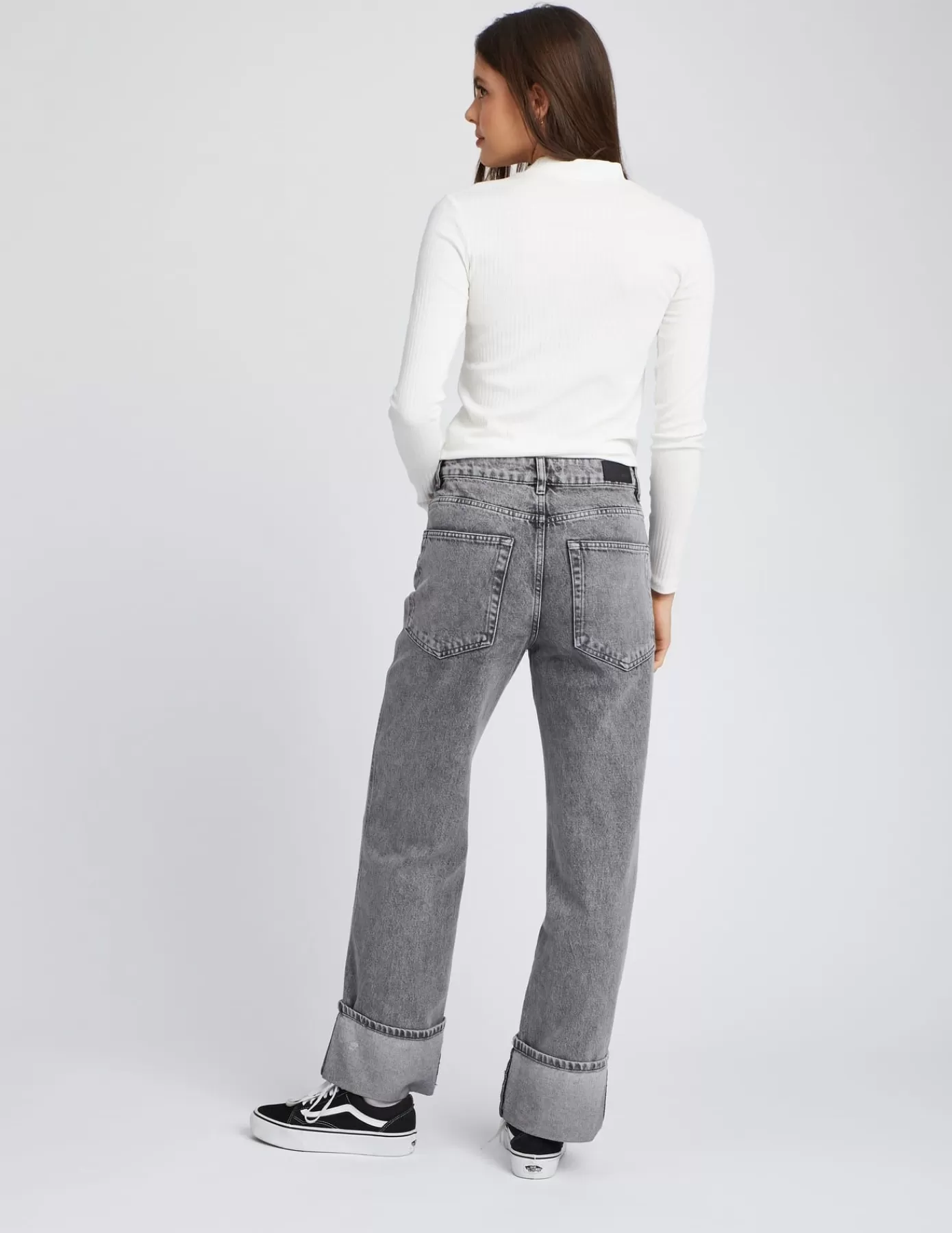 Outlet BZB Jean wide leg à revers Grisfoncé