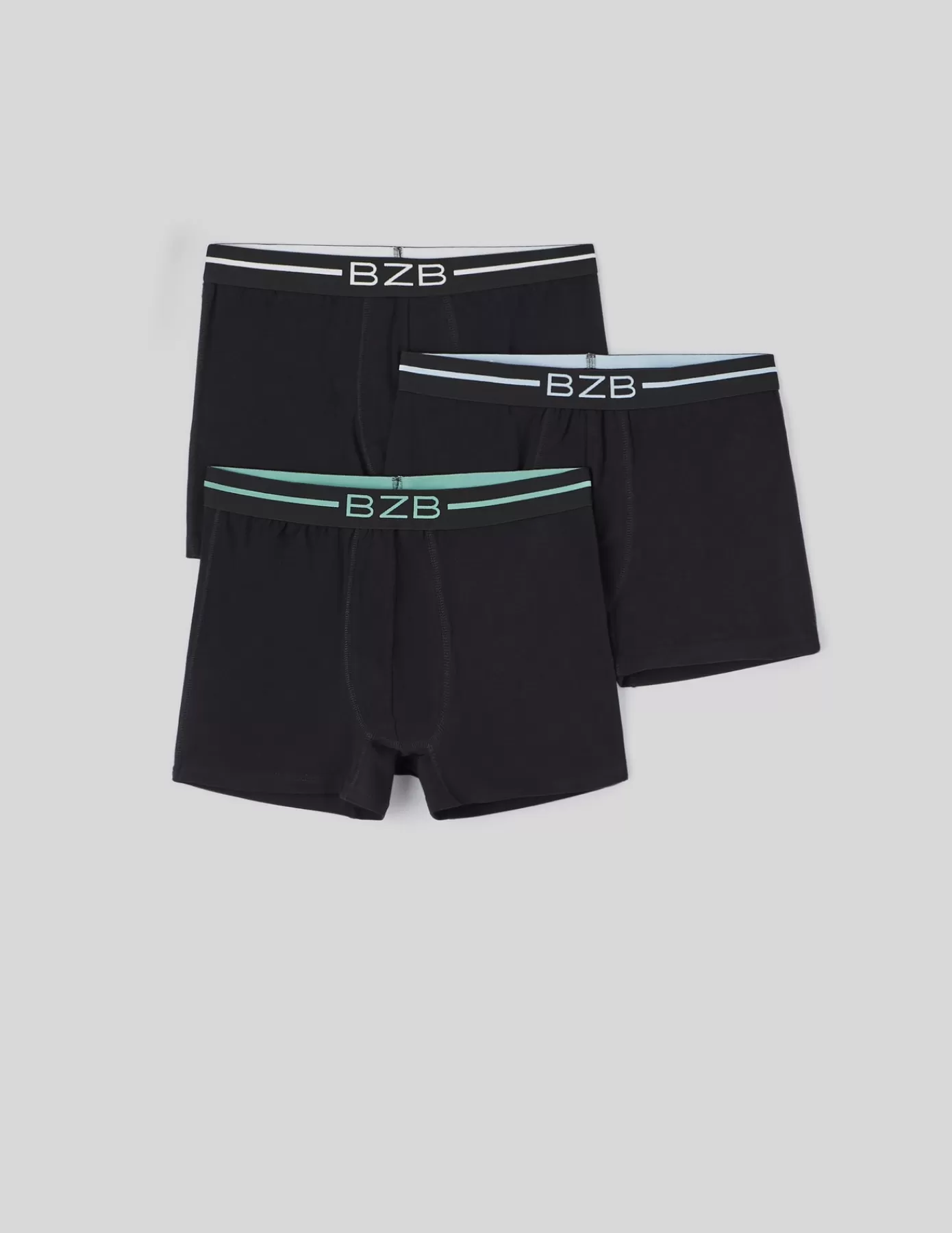 Cheap BZB Lot 3 boxers logo contrasté Vertd'eau