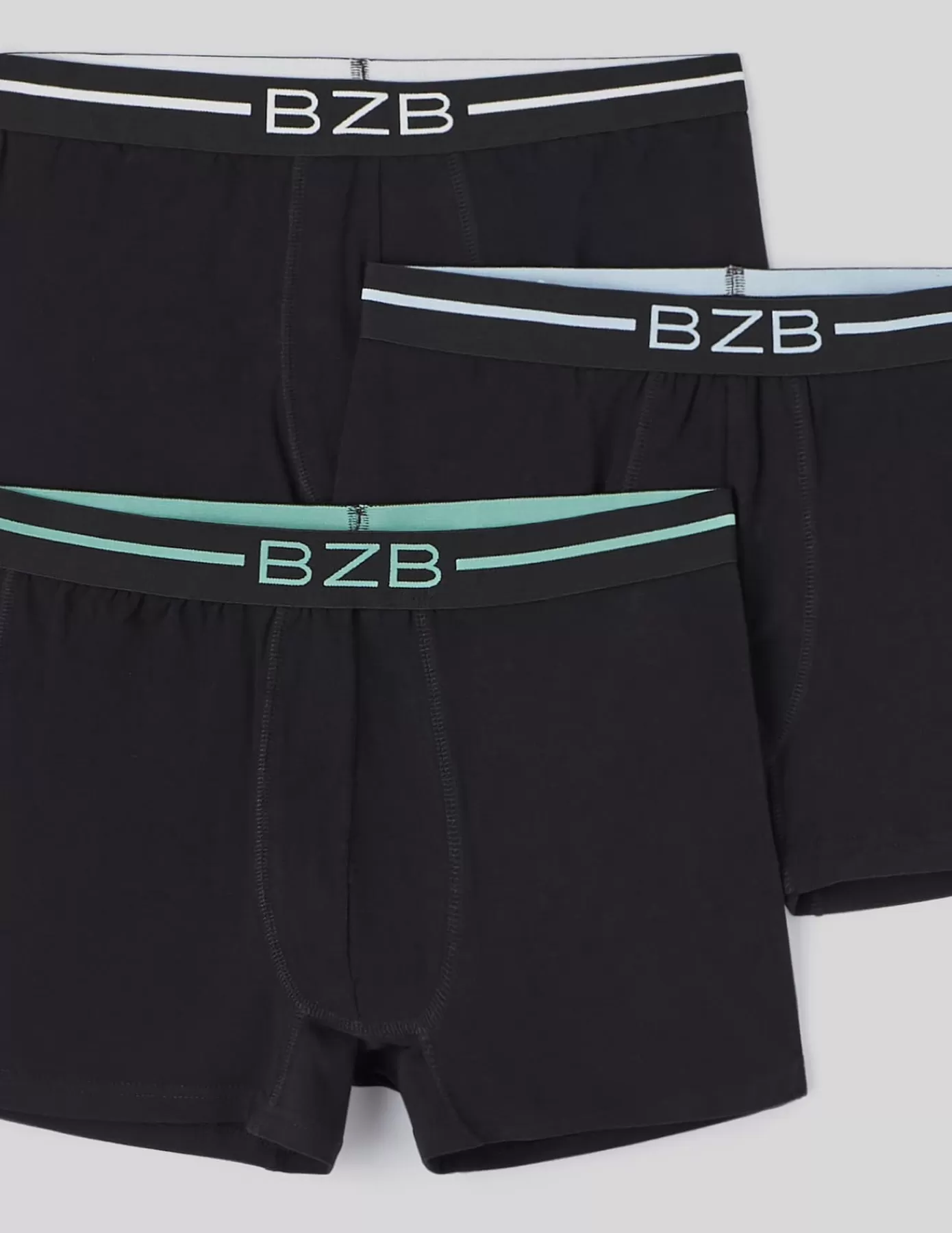 Cheap BZB Lot 3 boxers logo contrasté Vertd'eau