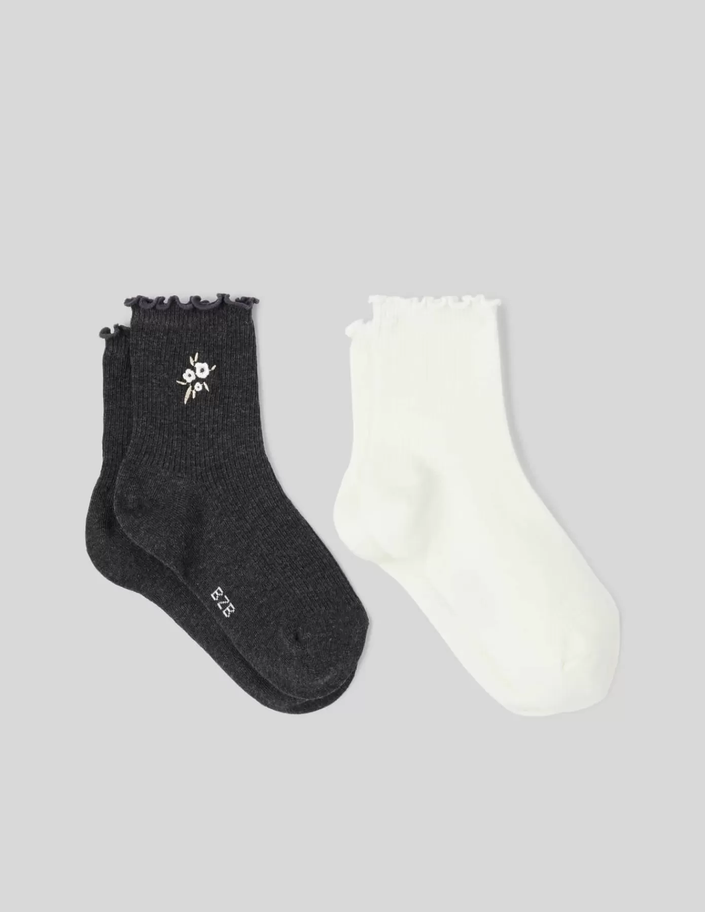 Online BZB Lot 2 de paires de chaussettes broderie Grisanthracite