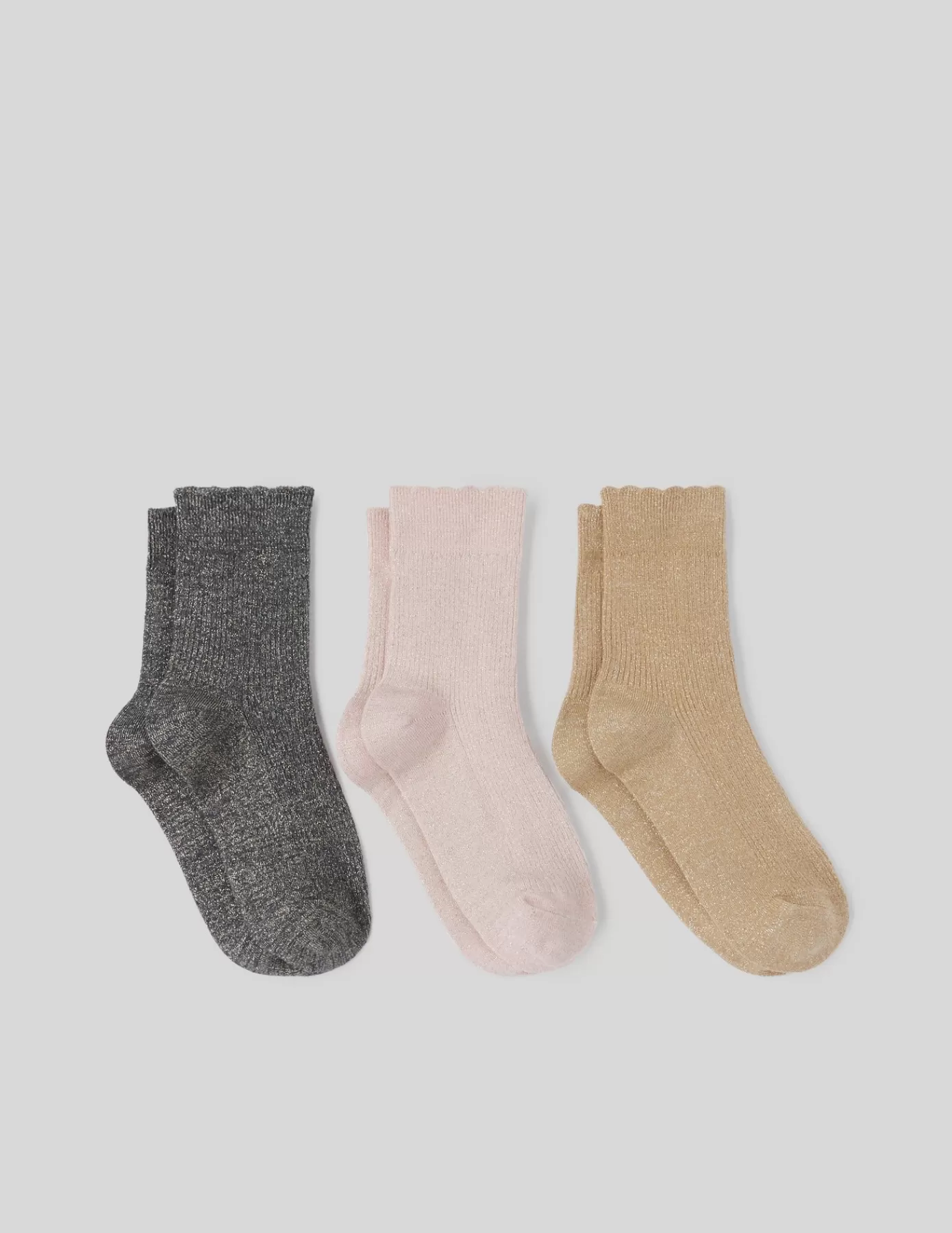 Clearance BZB Lot 3 paires de chaussettes lurex festonnées Gris