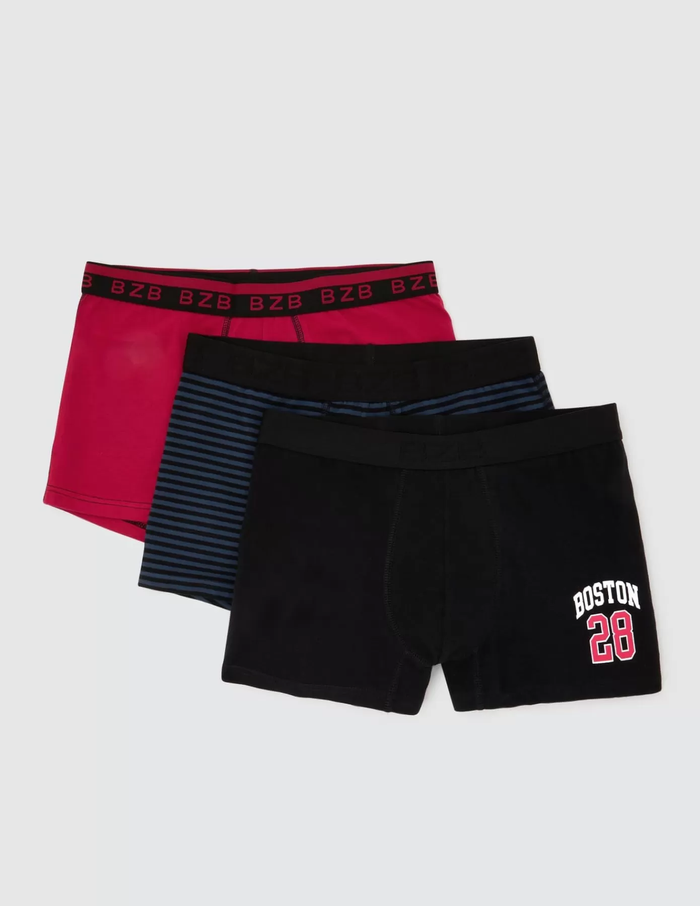 Cheap BZB Lot de 3 boxers fantaisie Rouge