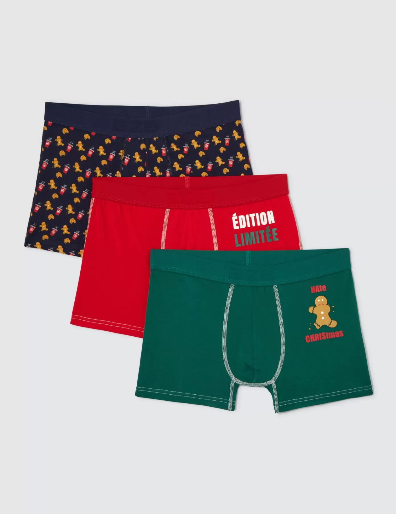 Outlet BZB Lot de 3 boxers fantaisie Noel Multicolore