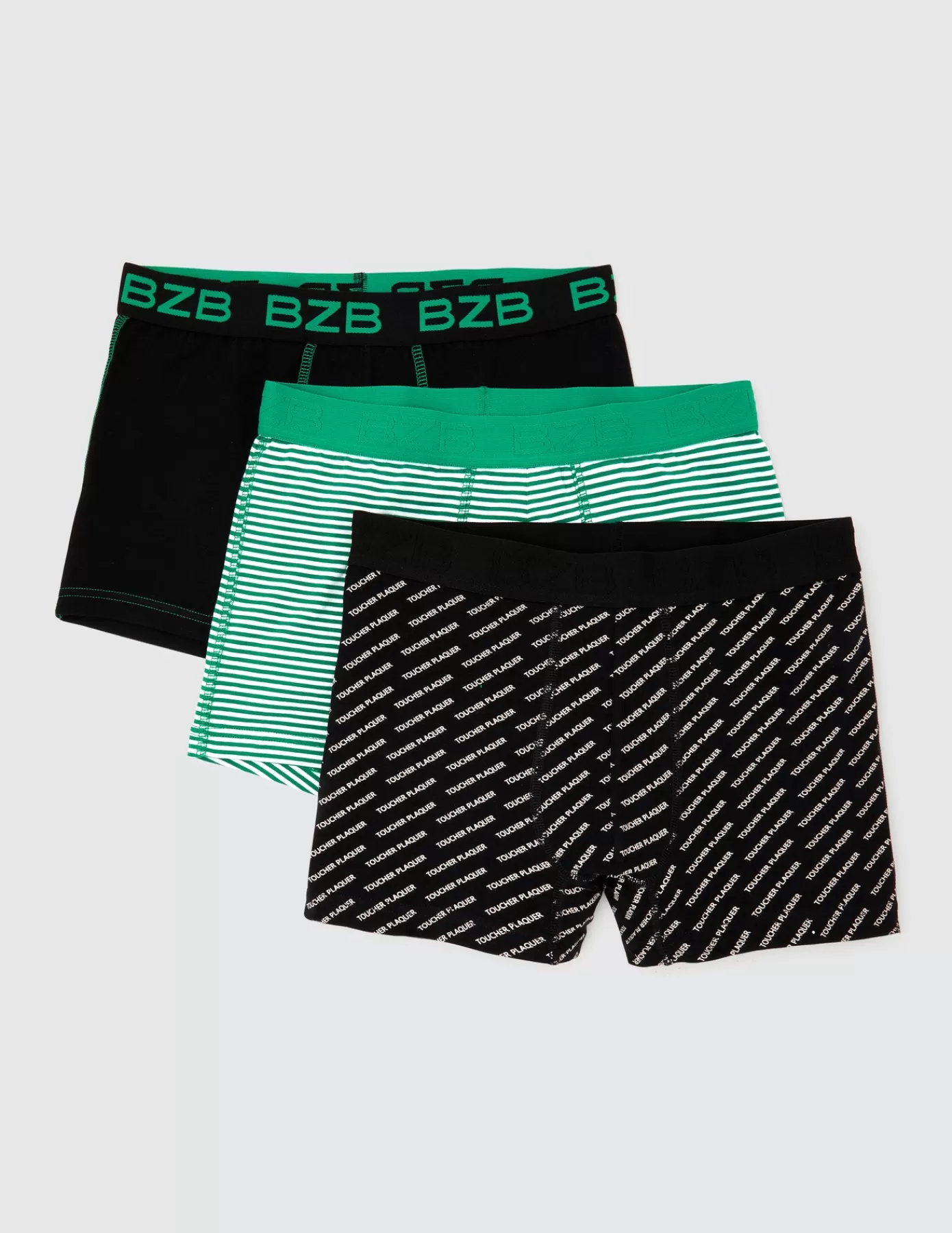 Shop BZB Lot de 3 boxers fantaisie racing Vert