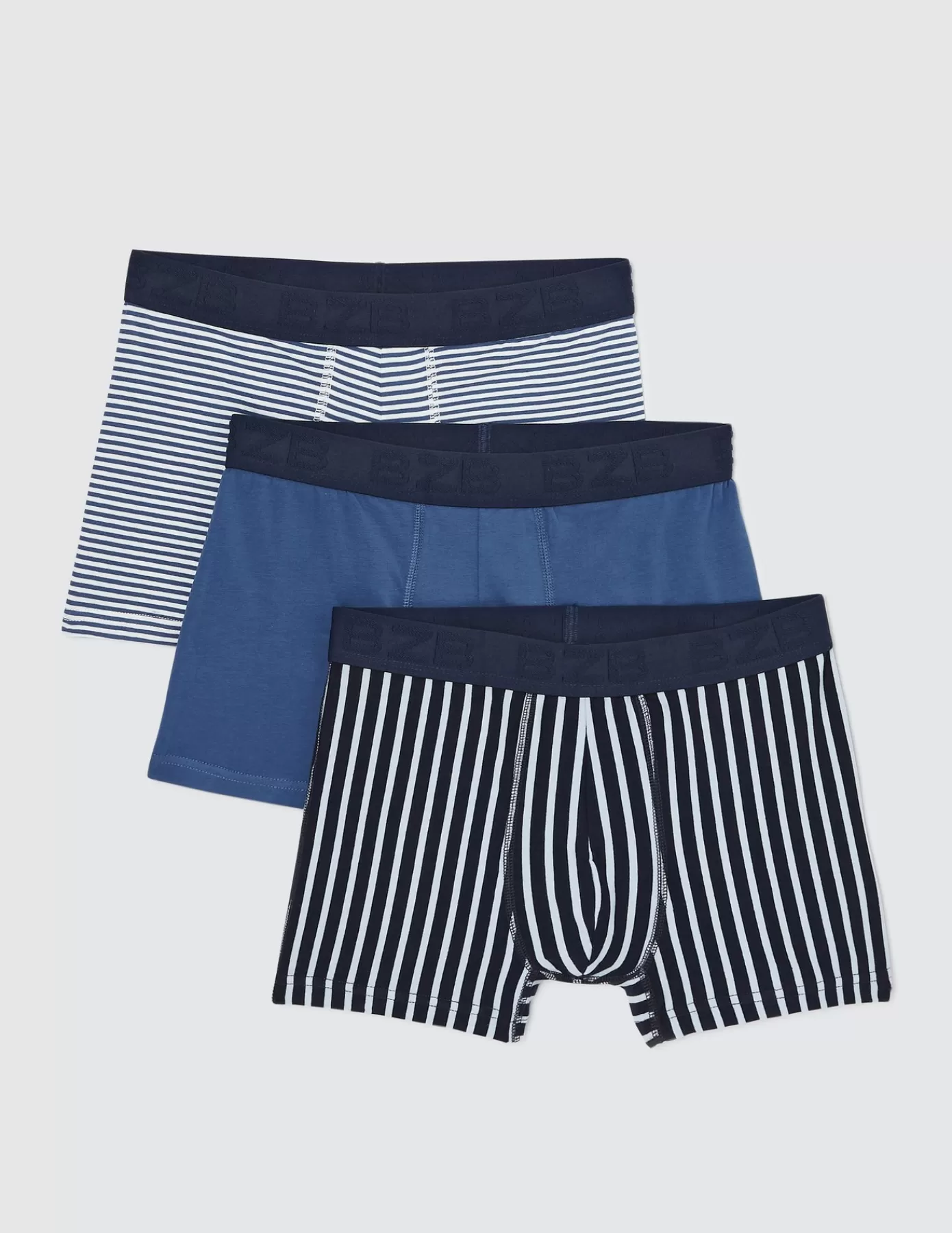 Shop BZB Lot de 3 boxers rayures Bleufoncé