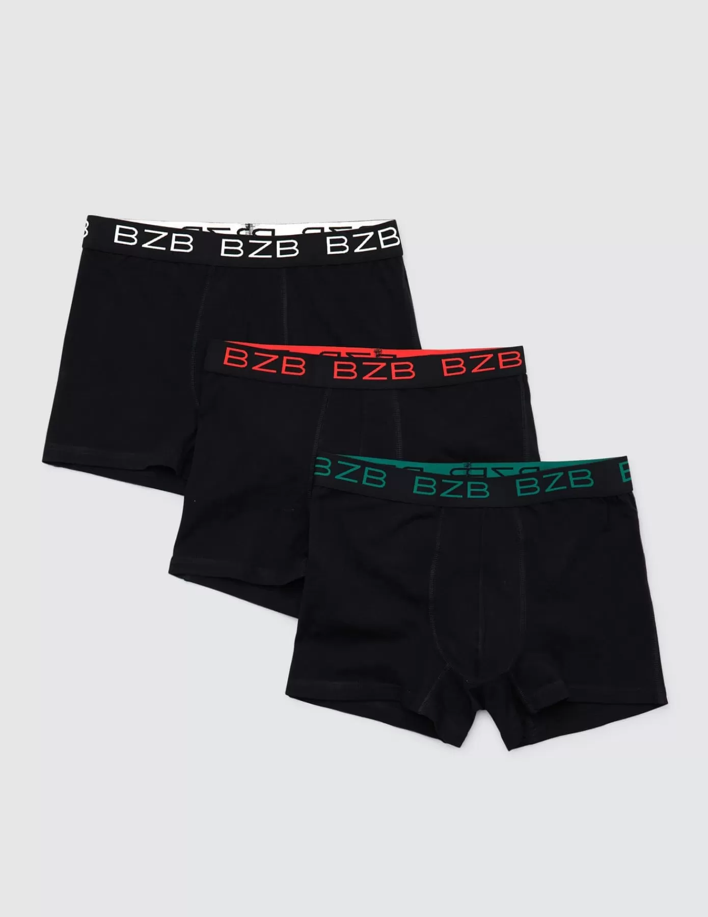 Store BZB Lot de 3 boxers unis Noir