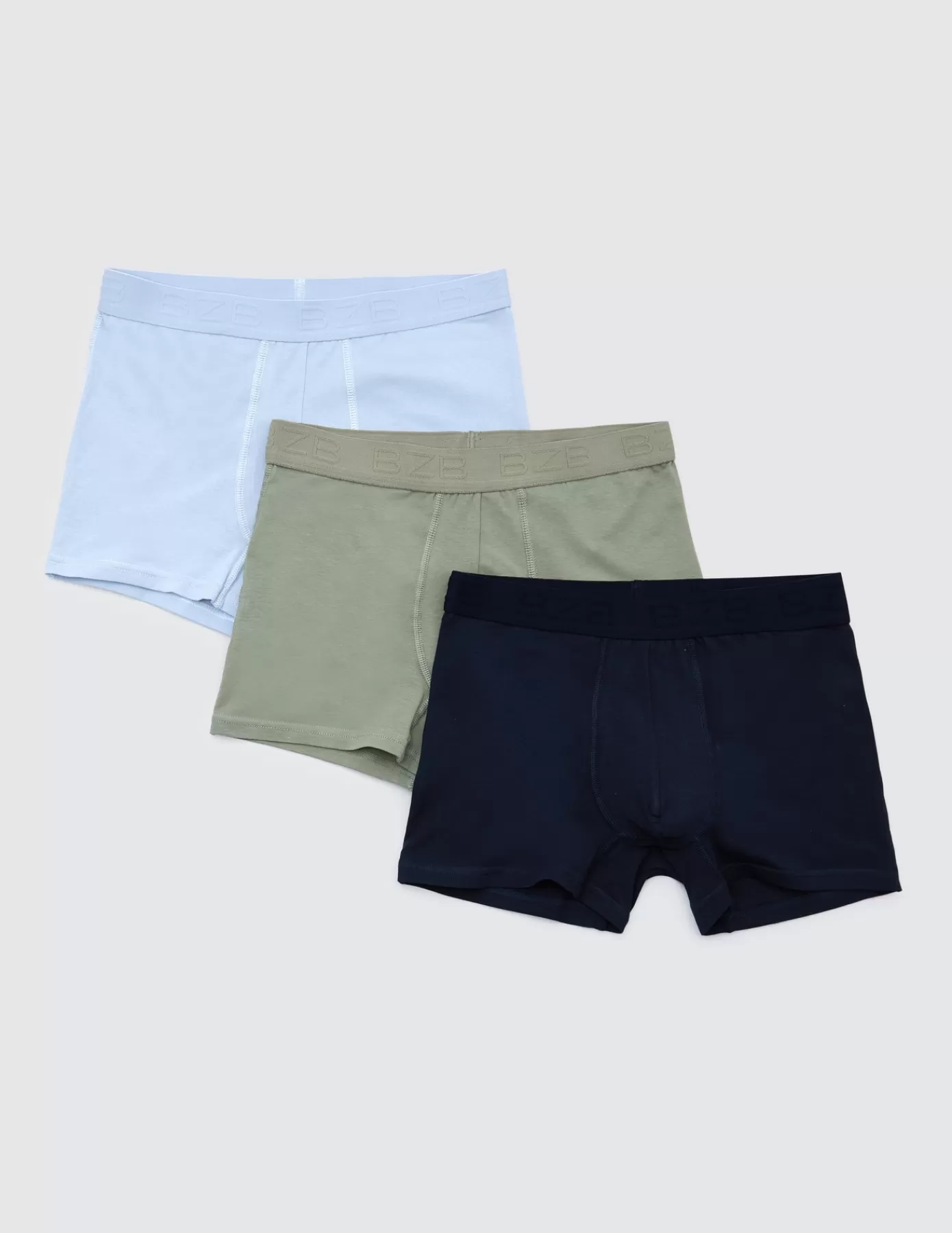 Best BZB Lot de 3 boxers unis Vertkaki