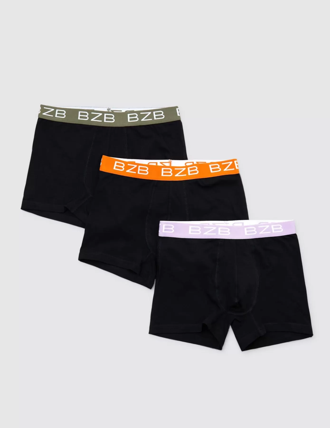 Fashion BZB Lot de 3 boxers unis Noir