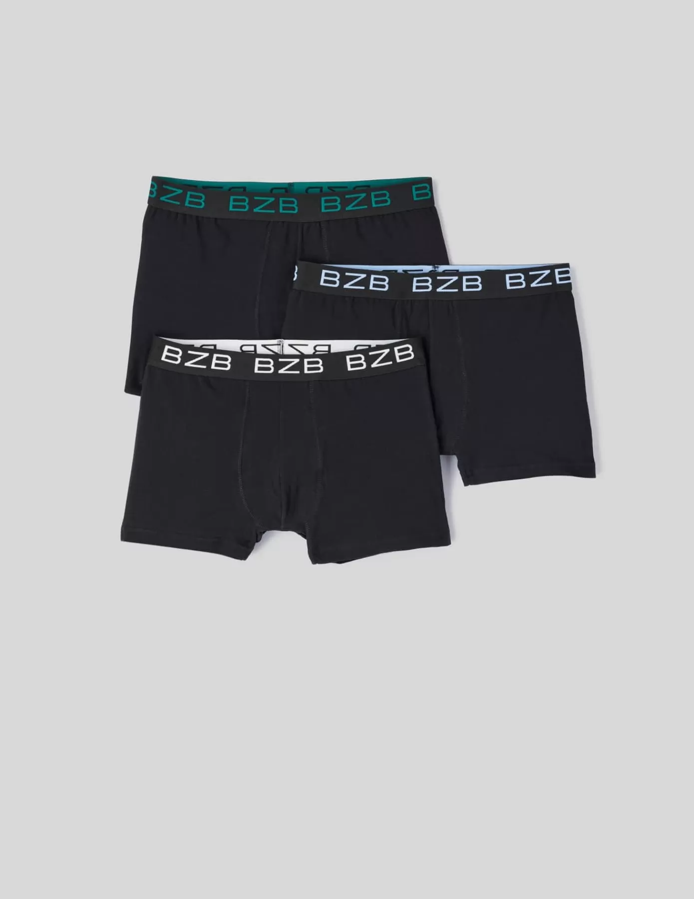 Shop BZB Lot de 3 boxers unis Noir