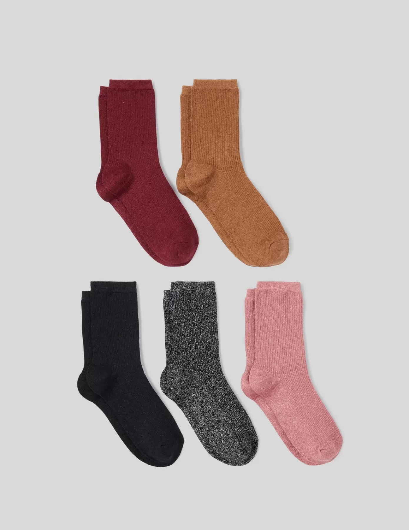 Store BZB Lot de 5 chaussettes lurex Noir