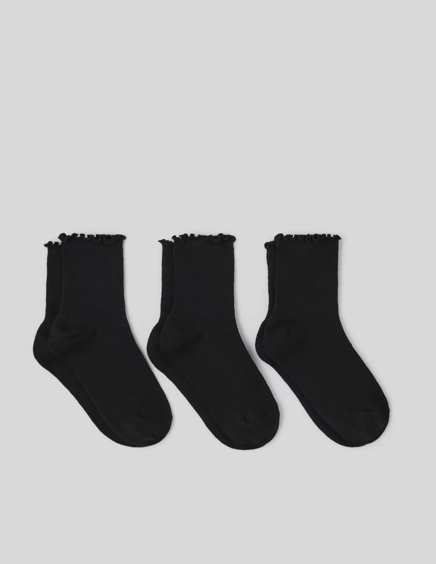 Fashion BZB Lot de 3 paire de chaussettes festonnées Noir