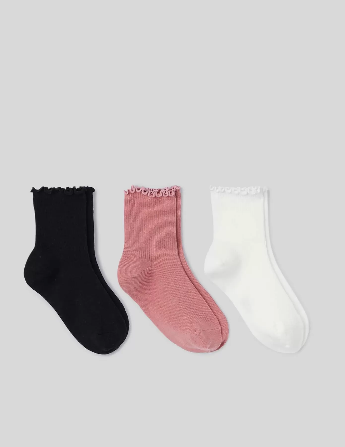 Cheap BZB Lot de 3 paire de chaussettes festonnées Vieuxrose