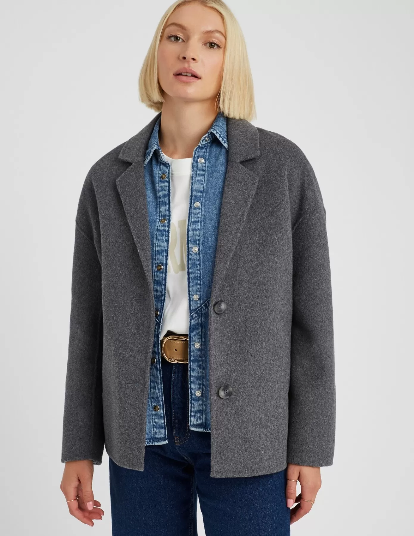 Fashion BZB Manteau court en laine Gris