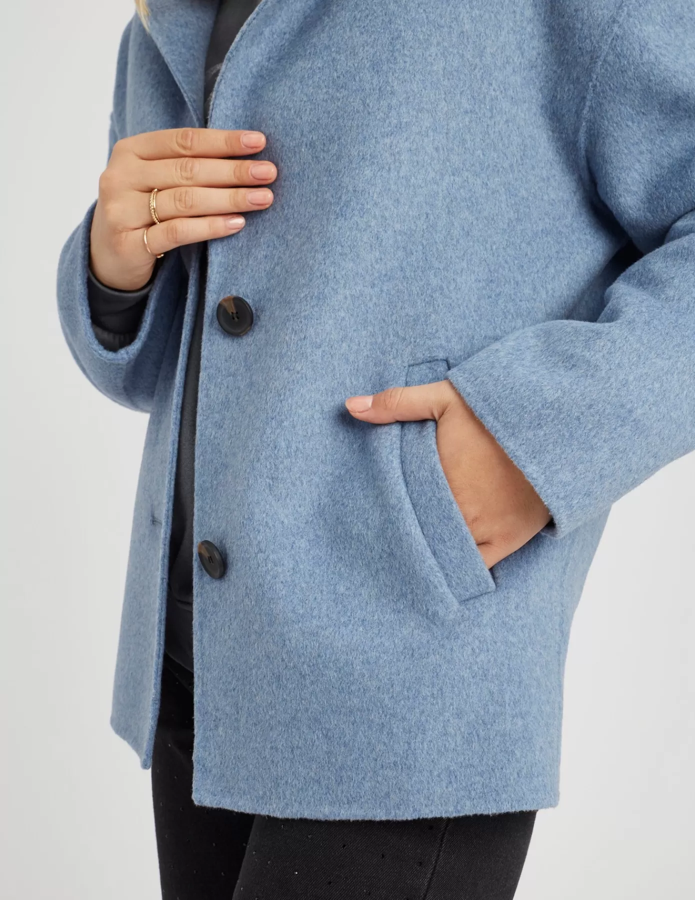 Sale BZB Manteau court en laine Bleumoyen