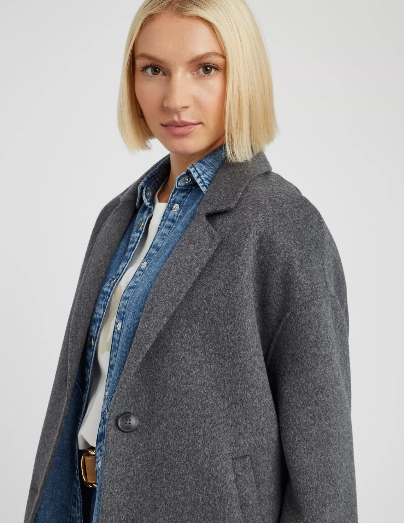 Fashion BZB Manteau court en laine Gris