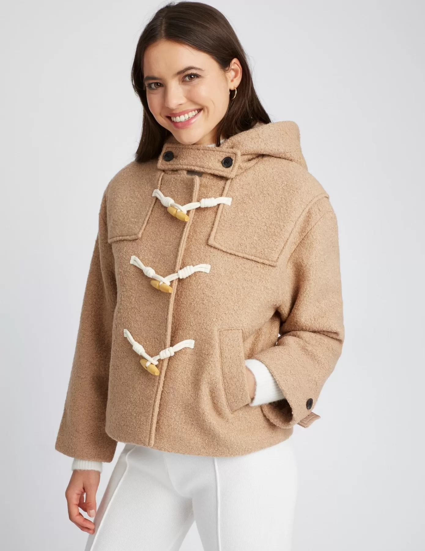 Outlet BZB Manteau Duffle coat court Blancécru