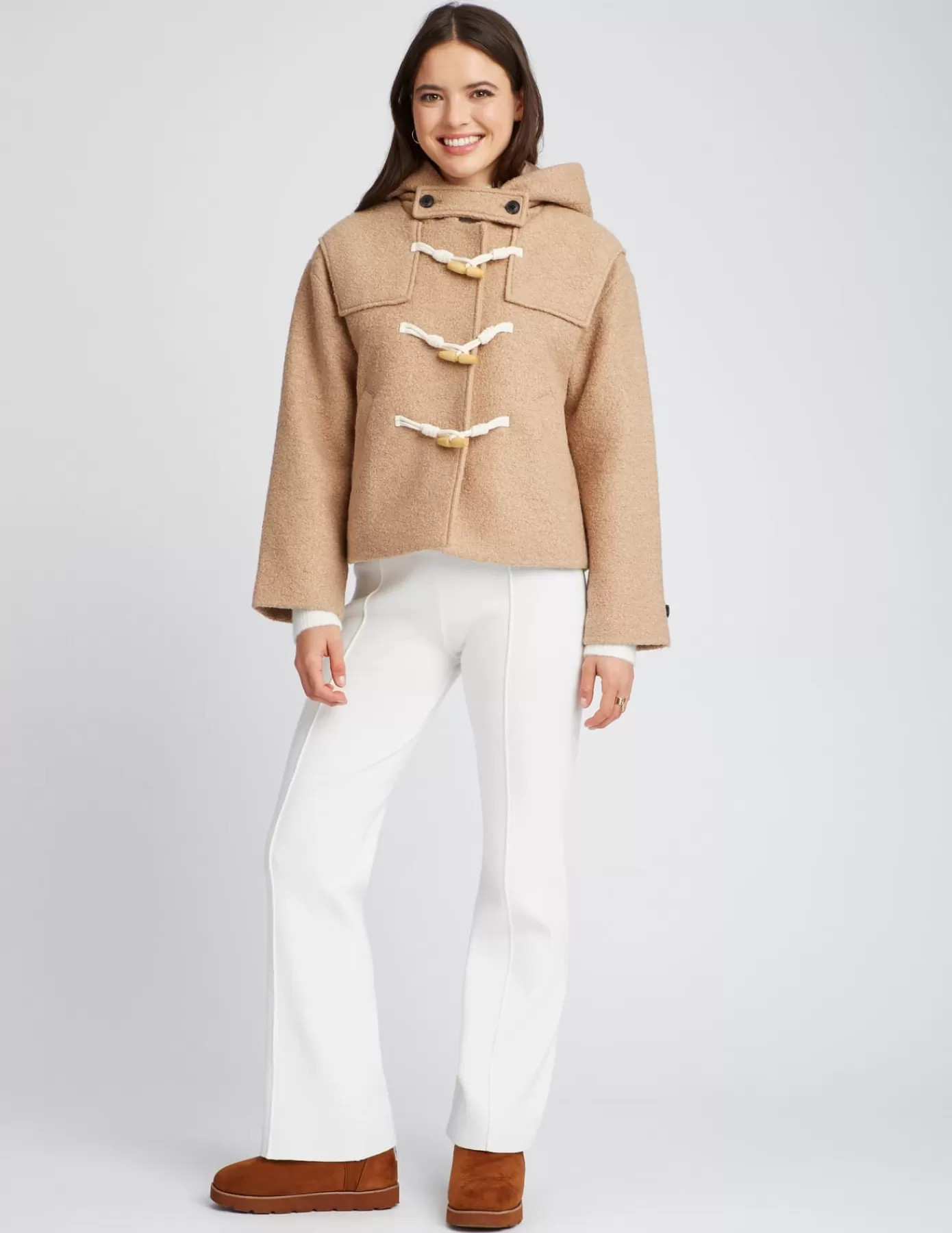 Outlet BZB Manteau Duffle coat court Blancécru