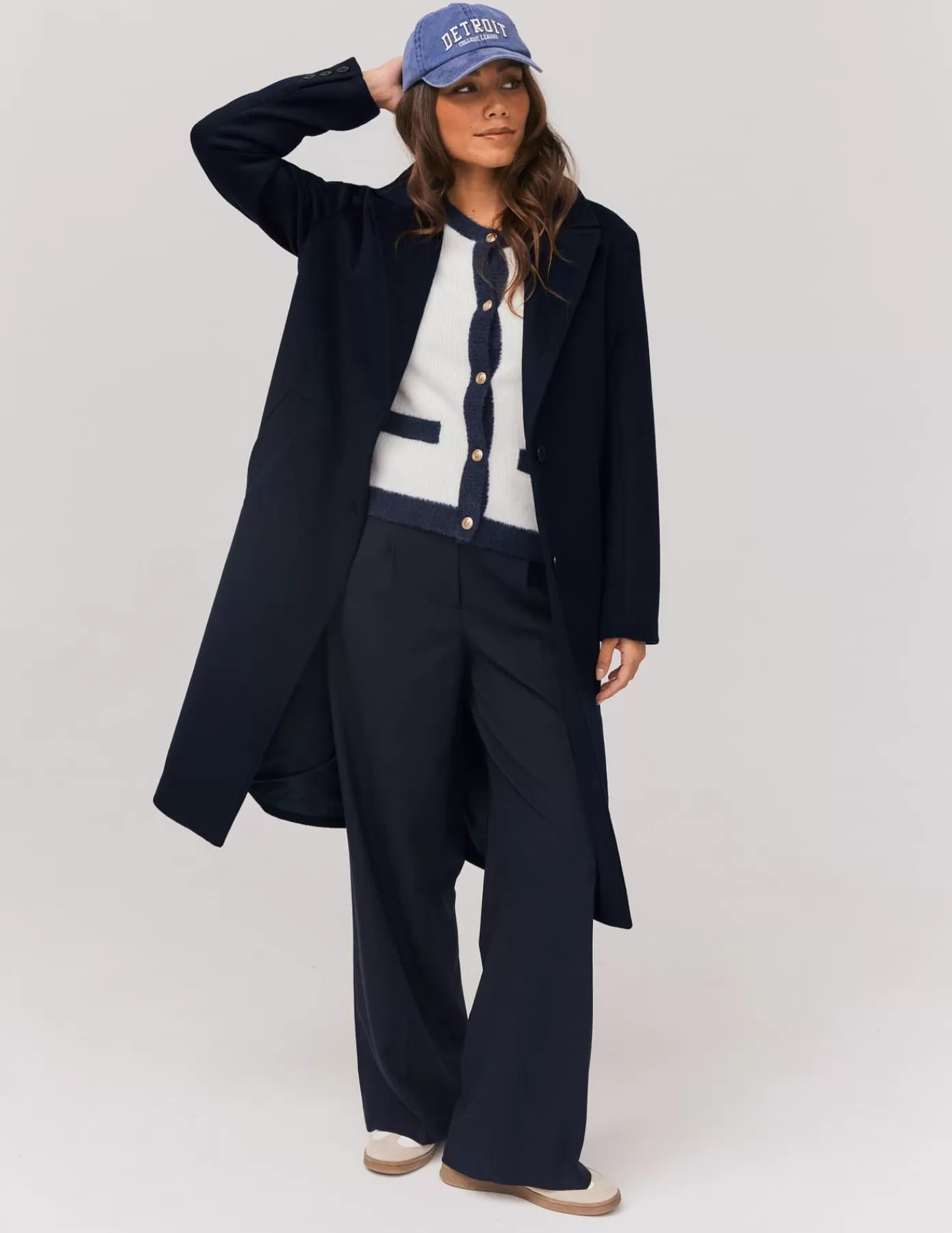 Hot BZB Manteau long en laine Bleufoncé