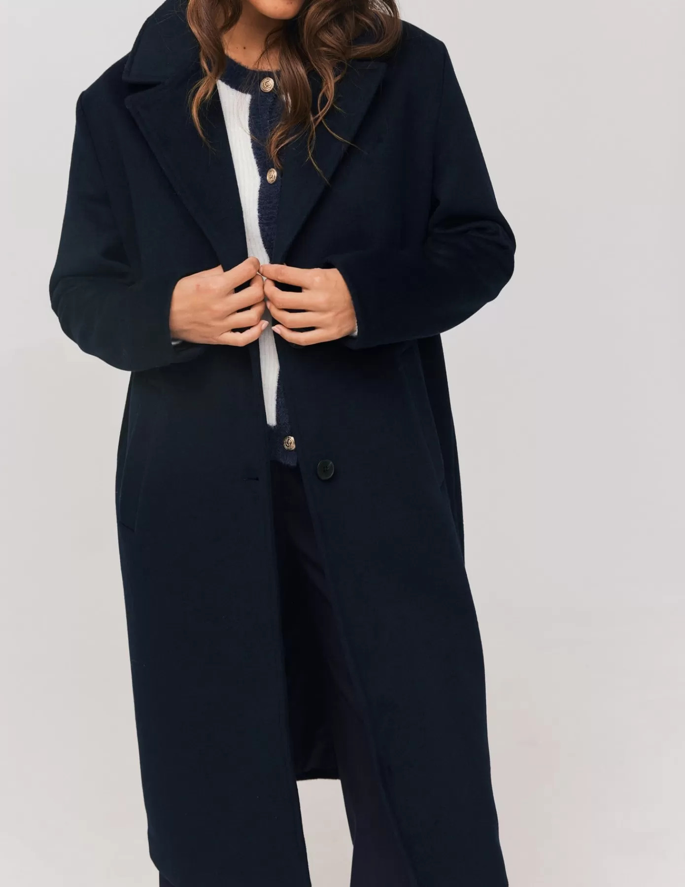 Hot BZB Manteau long en laine Bleufoncé