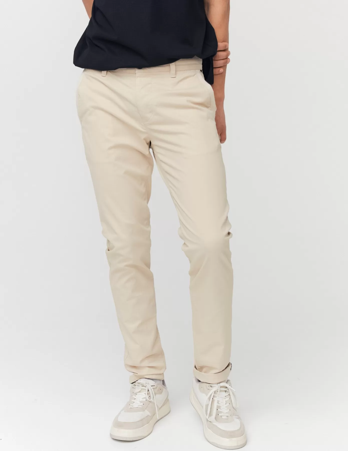 Sale BZB Pantalon chino ajusté Ecru