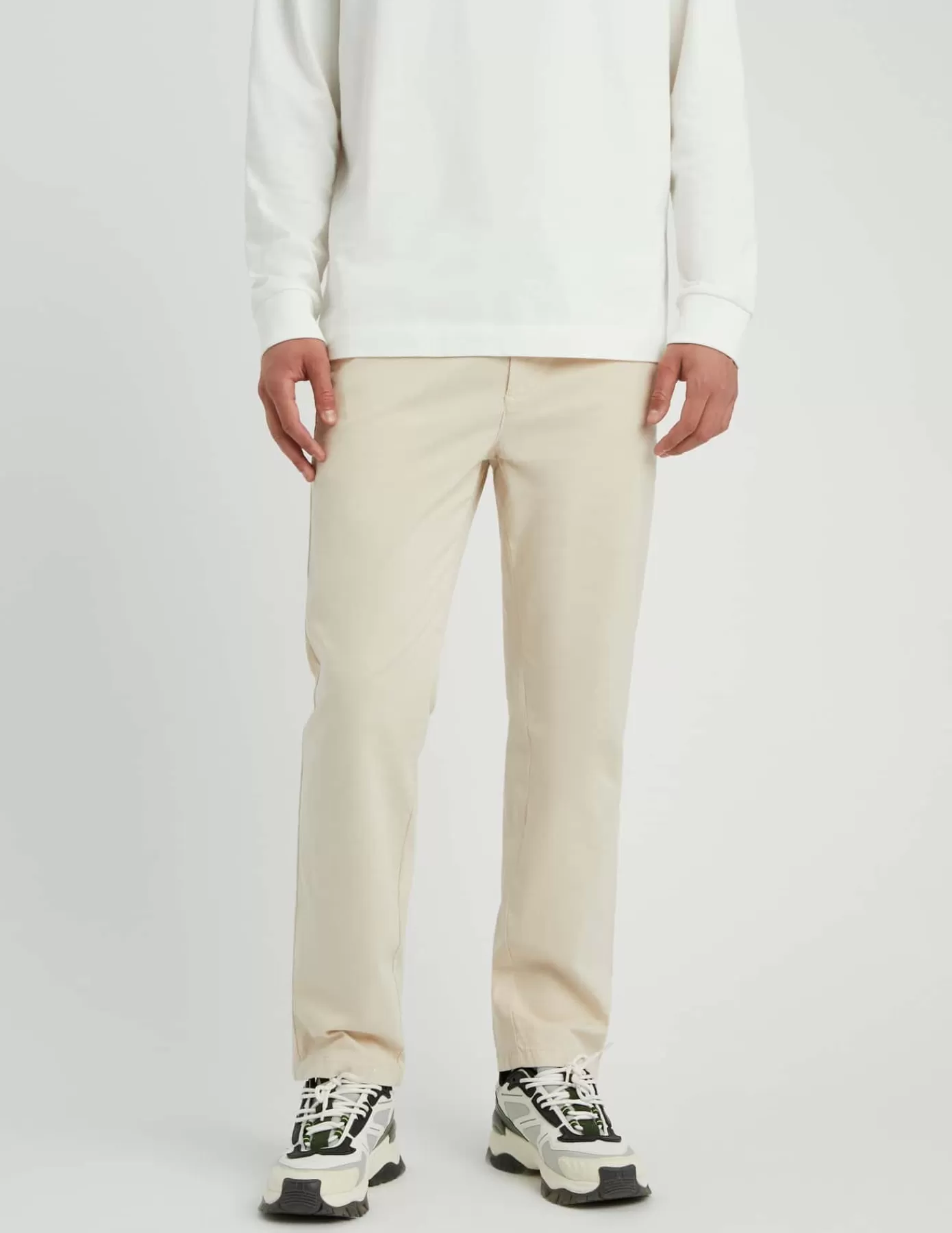 Discount BZB Pantalon de ville droit Blanccassé