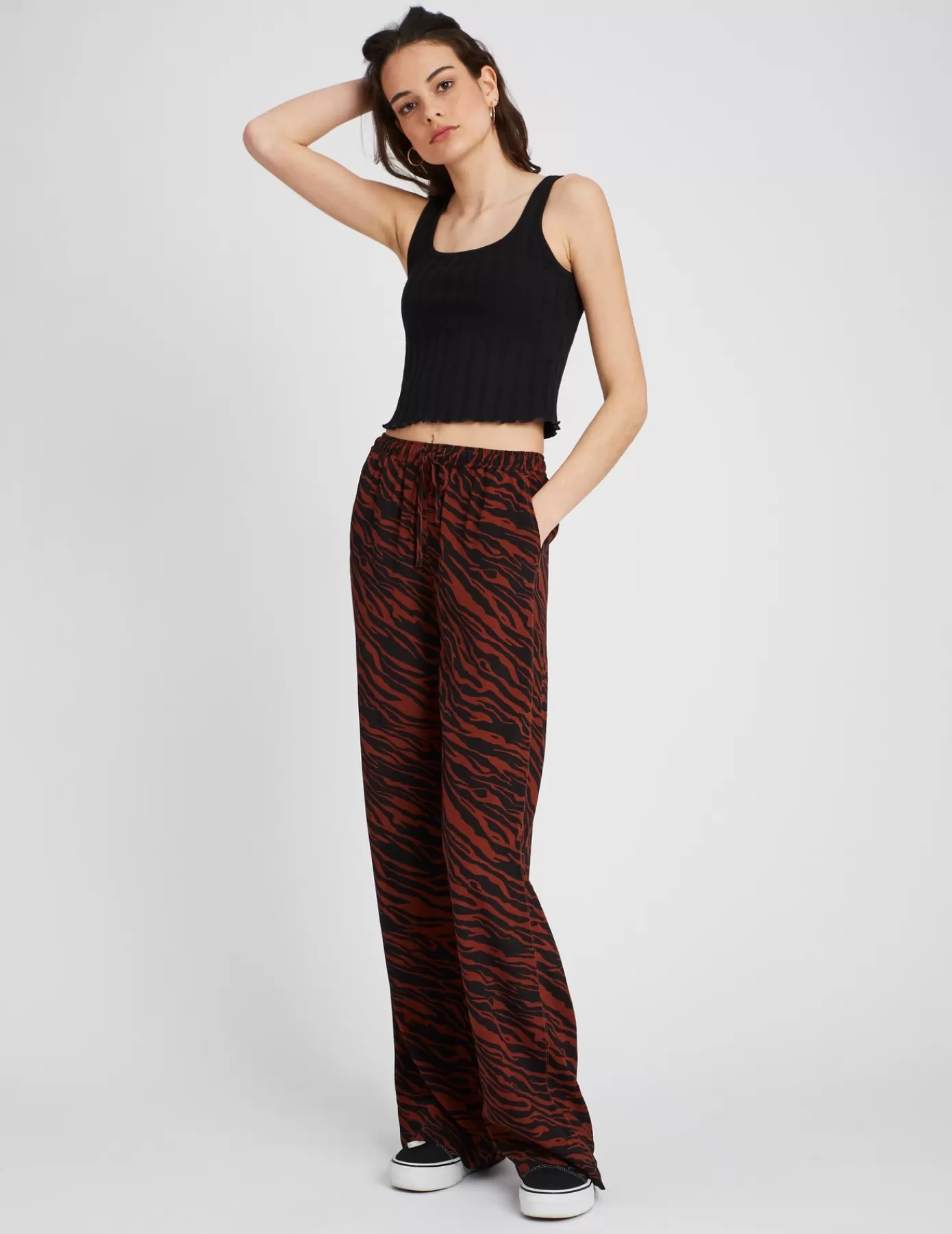 Online BZB Pantalon fluide imprimé Noir