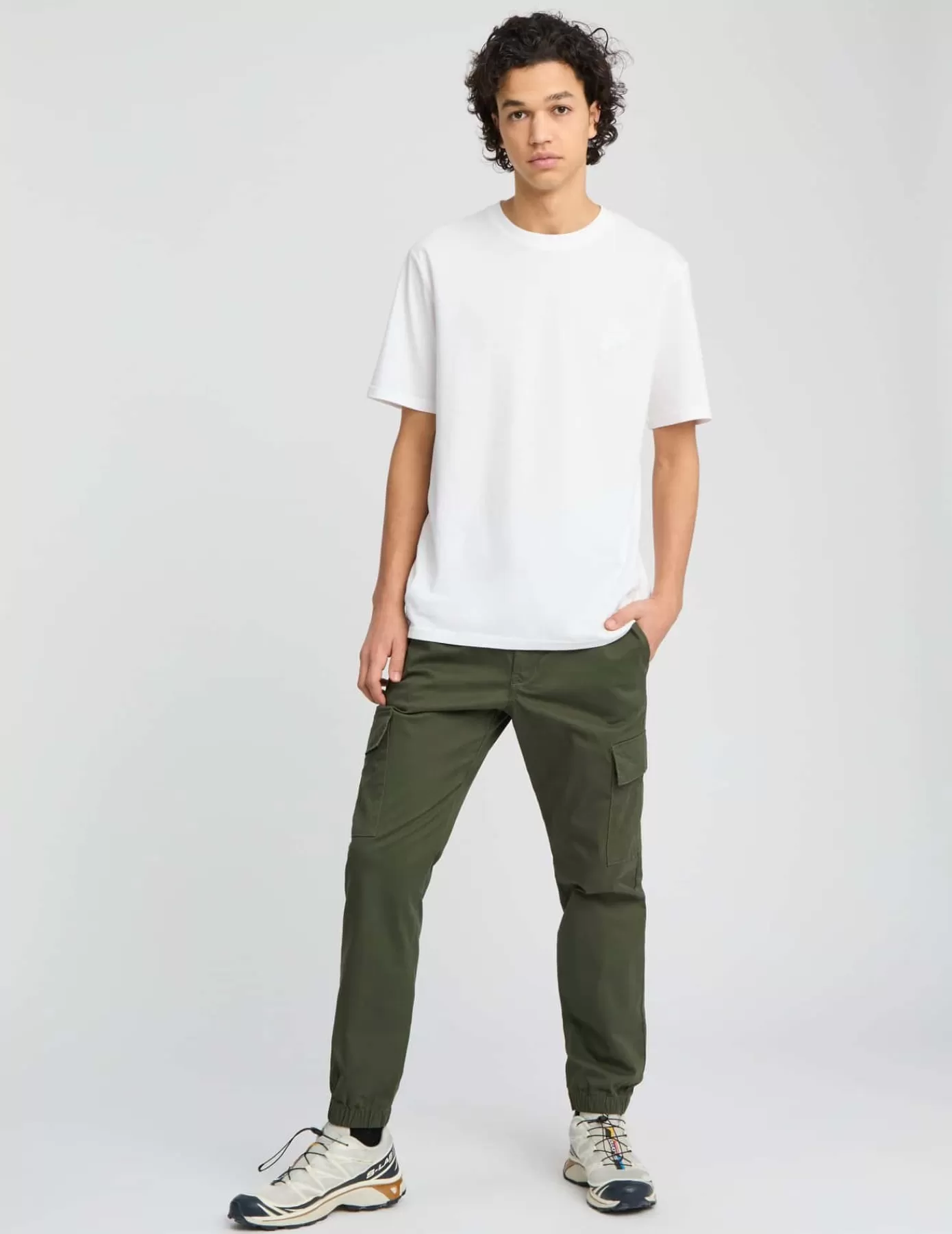 Discount BZB Pantalon Jogger cargo Vertkaki