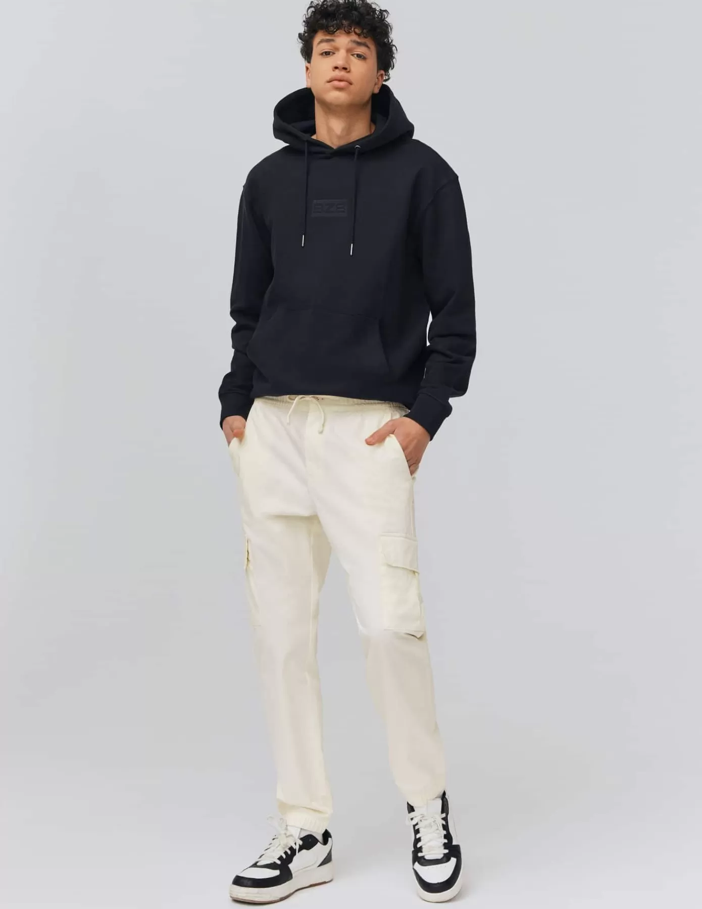 Store BZB Pantalon Jogger cargo Blancécru