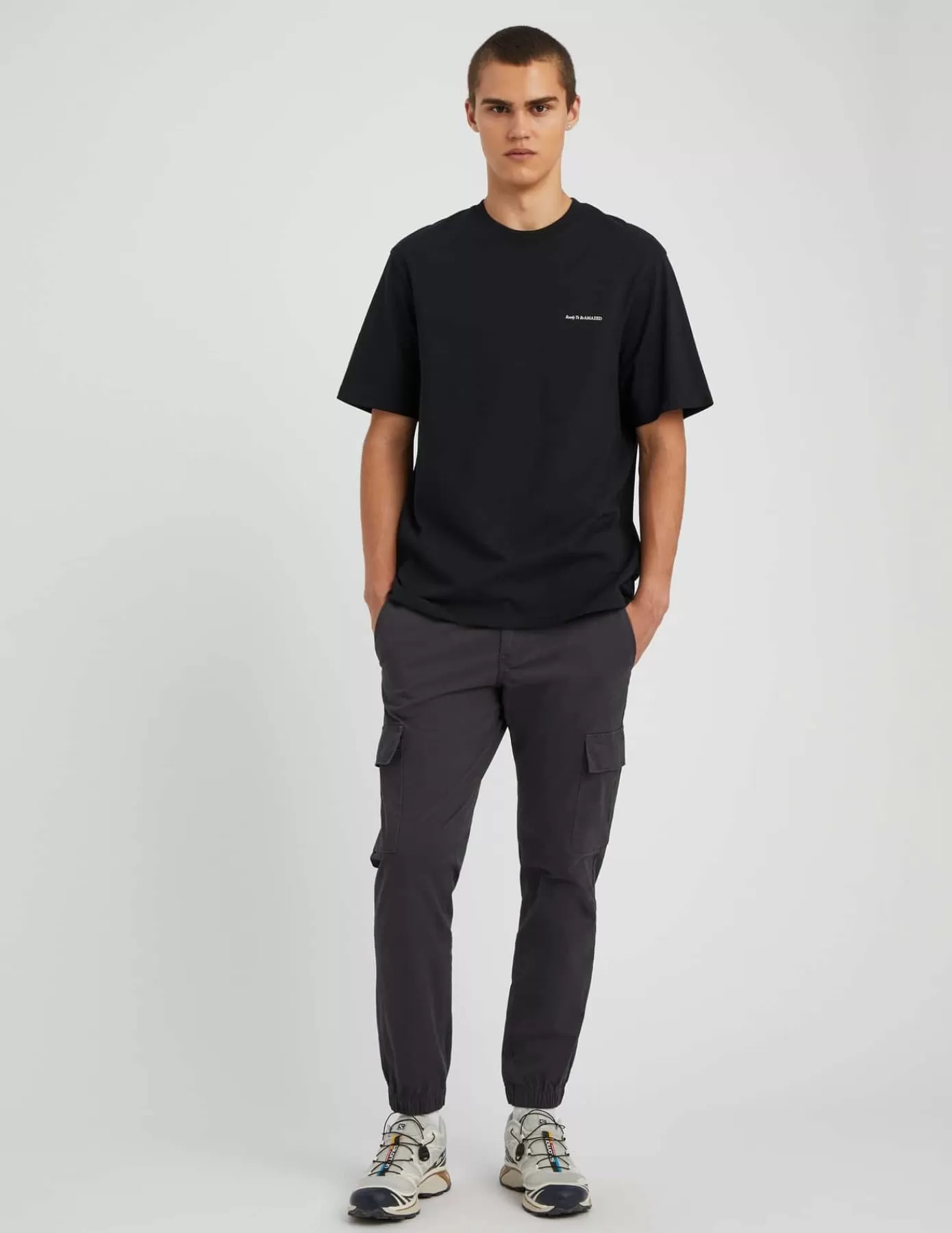 Outlet BZB Pantalon Jogger cargo Grisfoncé