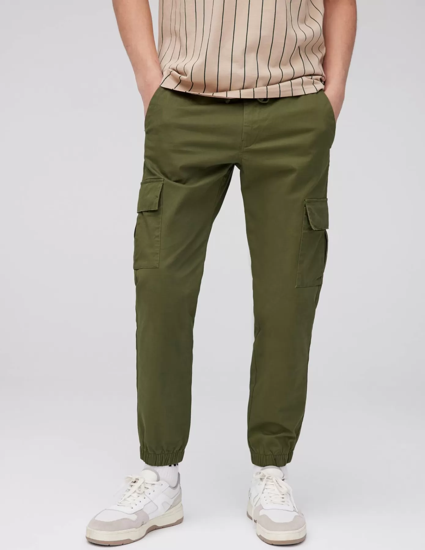 New BZB Pantalon Jogger cargo VertKaki