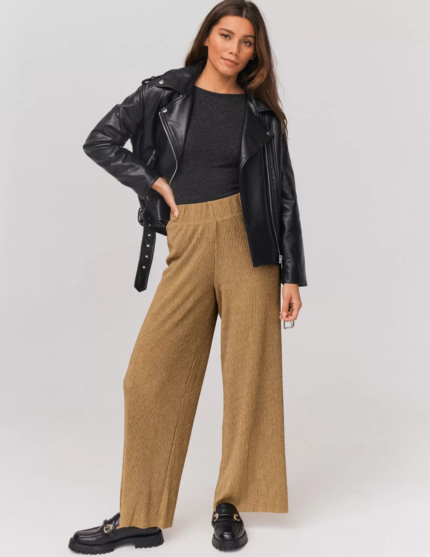 Best BZB Pantalon plissé brillant Marron