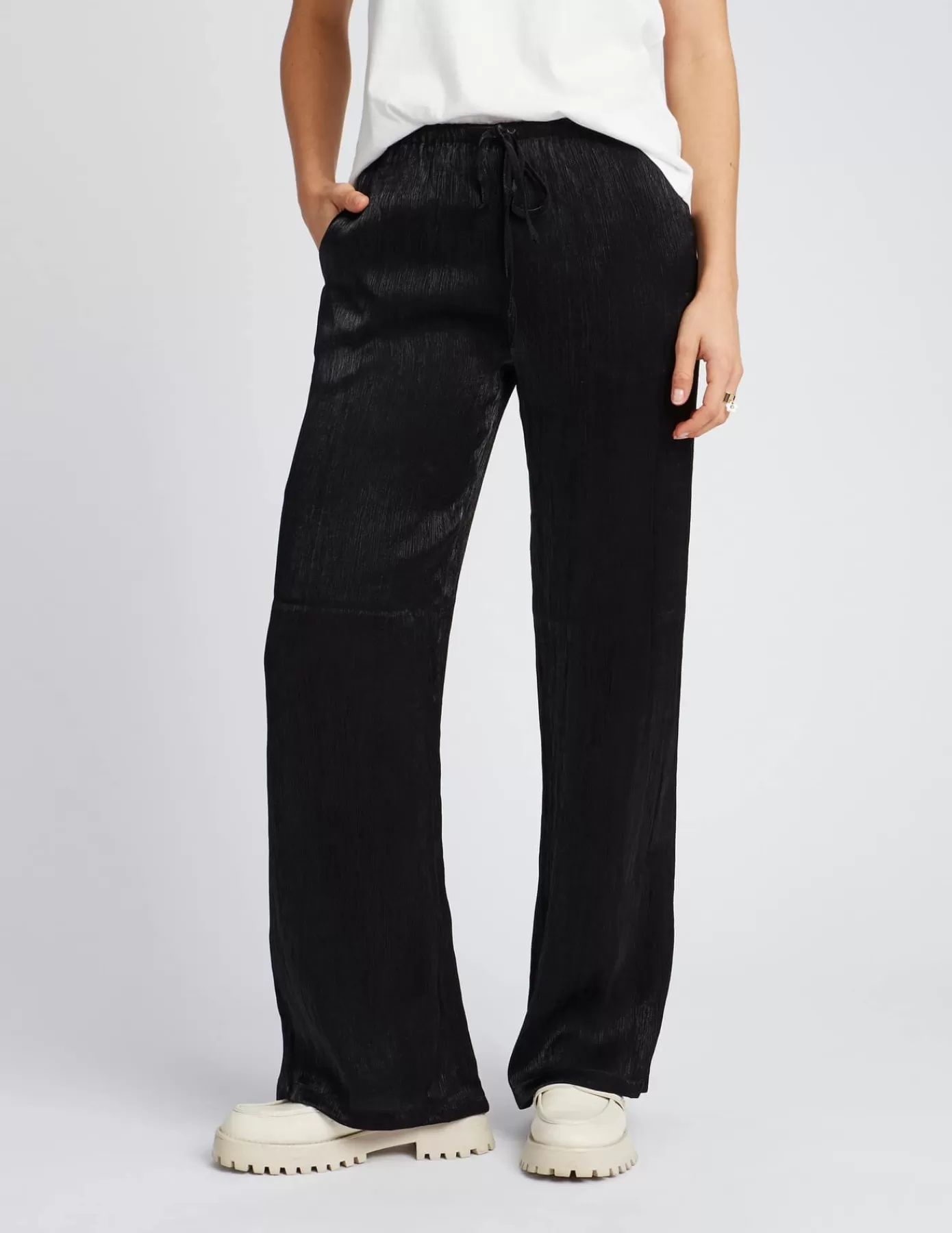 Store BZB Pantalon satin plissé Noir