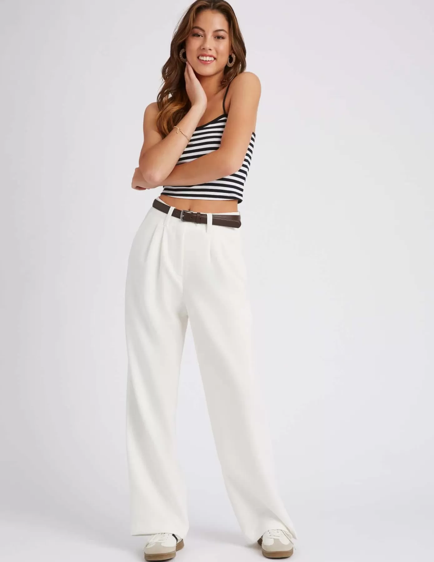 Store BZB Pantalon tailleur à pinces Blancécru