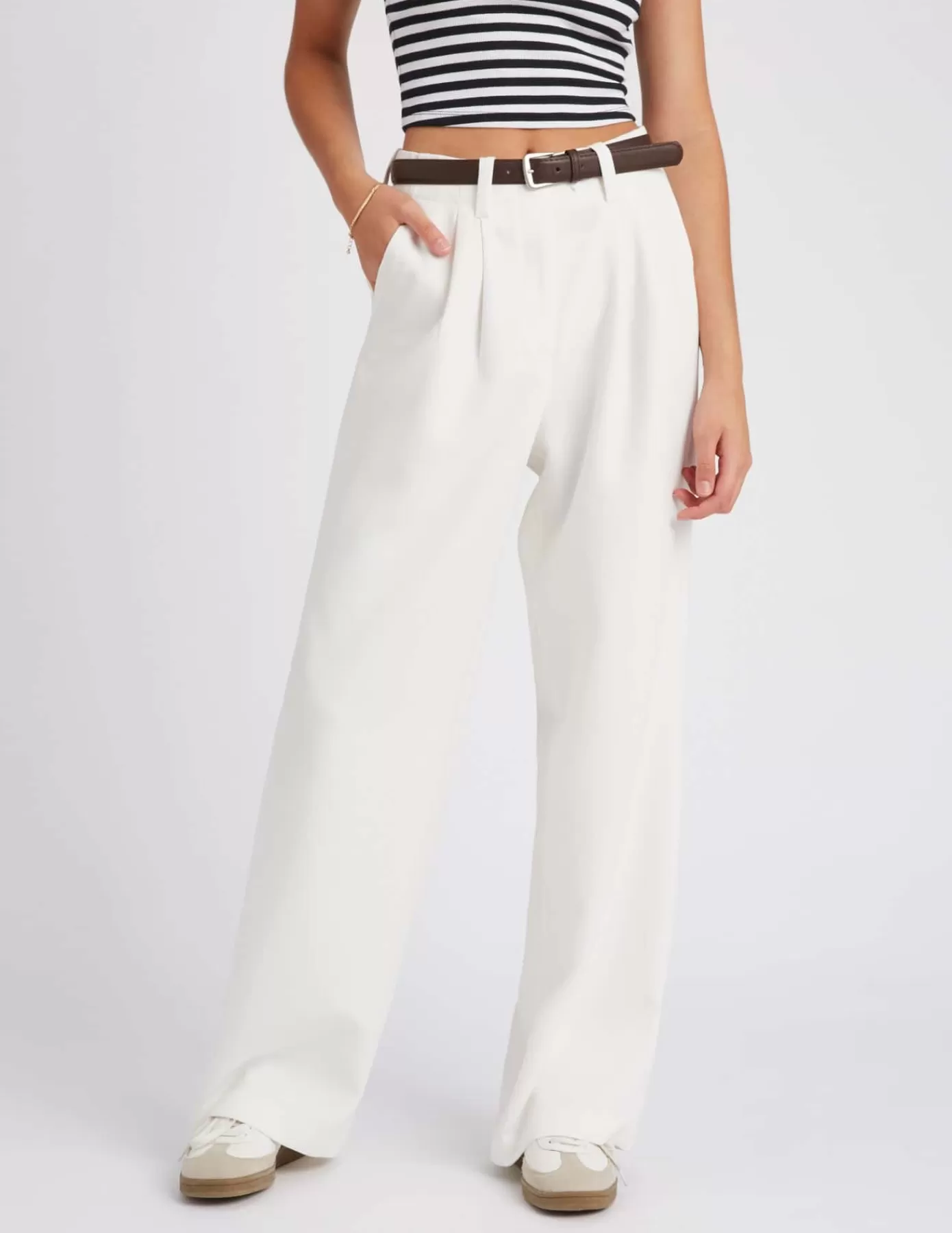 Store BZB Pantalon tailleur à pinces Blancécru