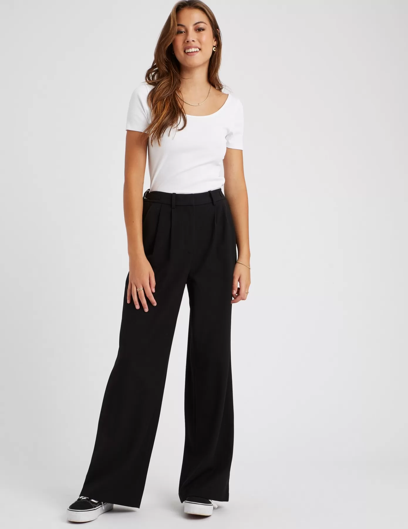 Flash Sale BZB Pantalon tailleur en polyester recyclé Noir